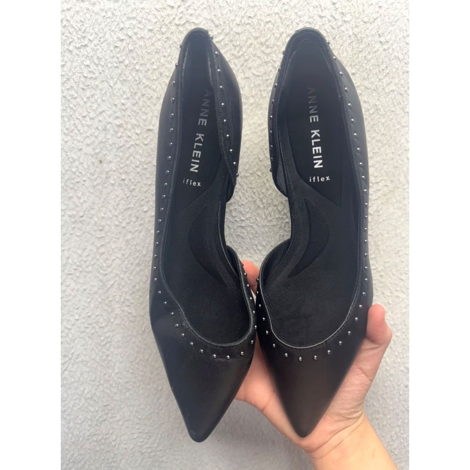 Anne Klein Anne Klein Iflex Black Studded Pointed-Toe Mule Heel Size 11M #9808 Size US 11 / IT 41 - 3 Thumbnail
