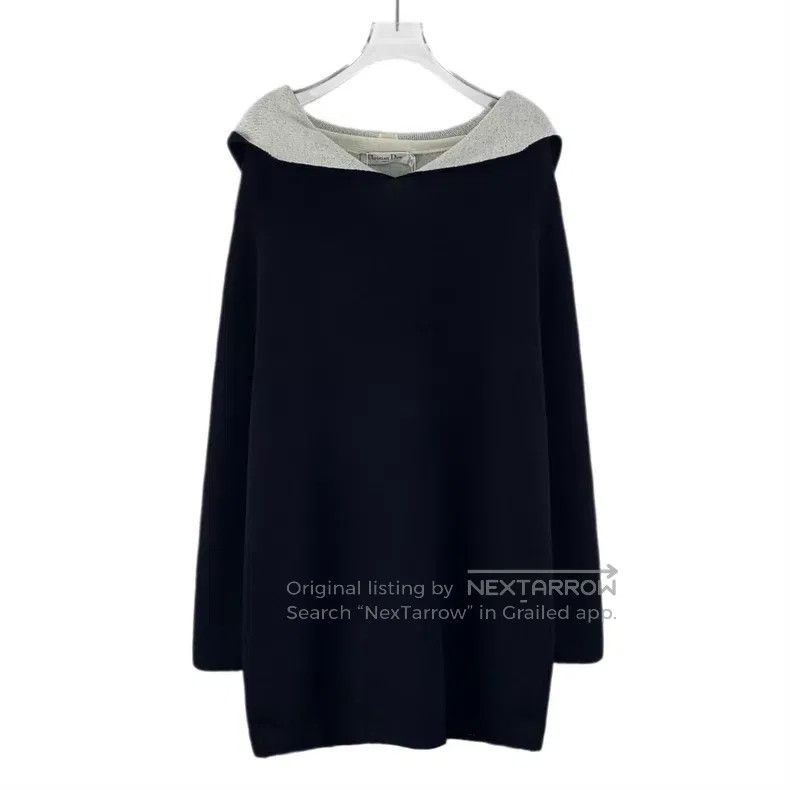 Dior Dior Black logo letter inlaid cashmere hooded long-sleeved Size XXS / US 00 / IT 34 - 1 Thumbnail
