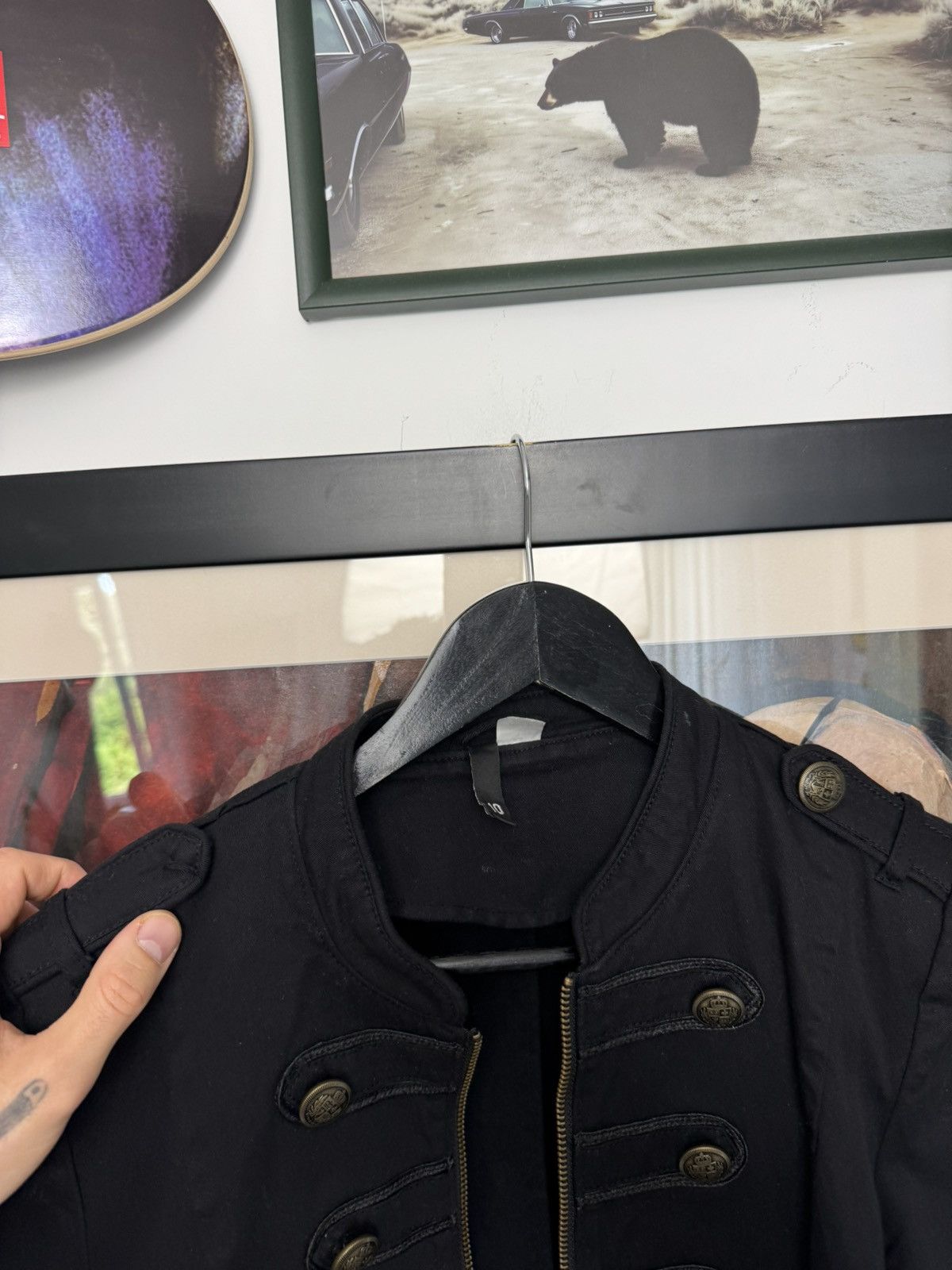 H&M Napoleon Military Style Jacket Black Buttons Zip Womens Hype Size M / US 6-8 / IT 42-44 - 5 Thumbnail