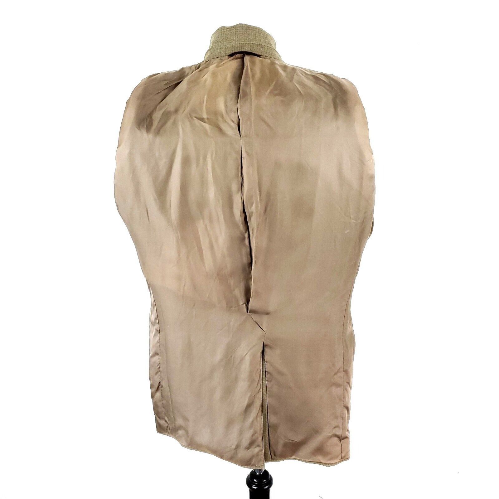 Hart Schaffner Marx Hart Schaffner Marx Wool 2 Button Blazer 42L Beige Windowpan Size 42L - 10 Thumbnail