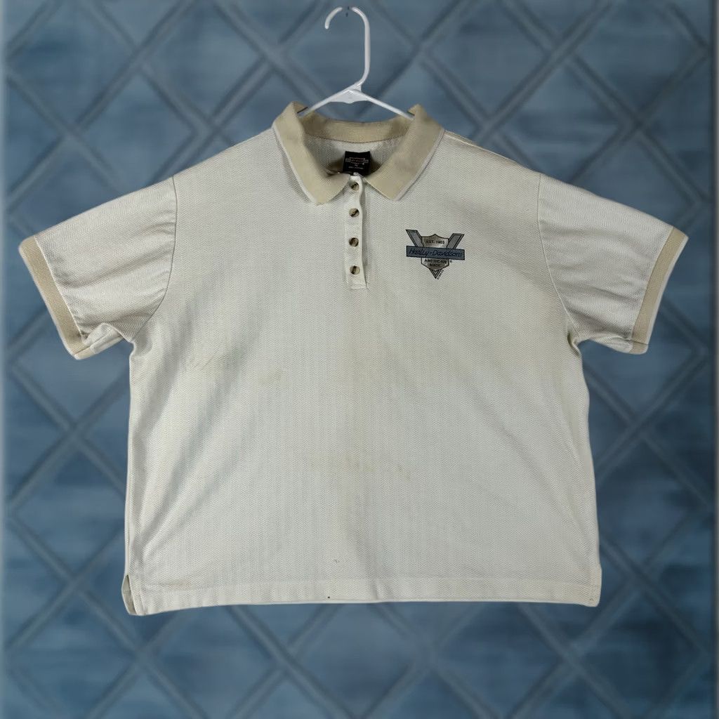 Harley Davidson VINTAGE Harley-Davidson Polo Shirt Mens XL Yellow Short Sleeve Stained Logo Motorcycle Polo Shirt Mens XL Yellow Stained Size US XL / EU 56 / 4 - 1 Thumbnail