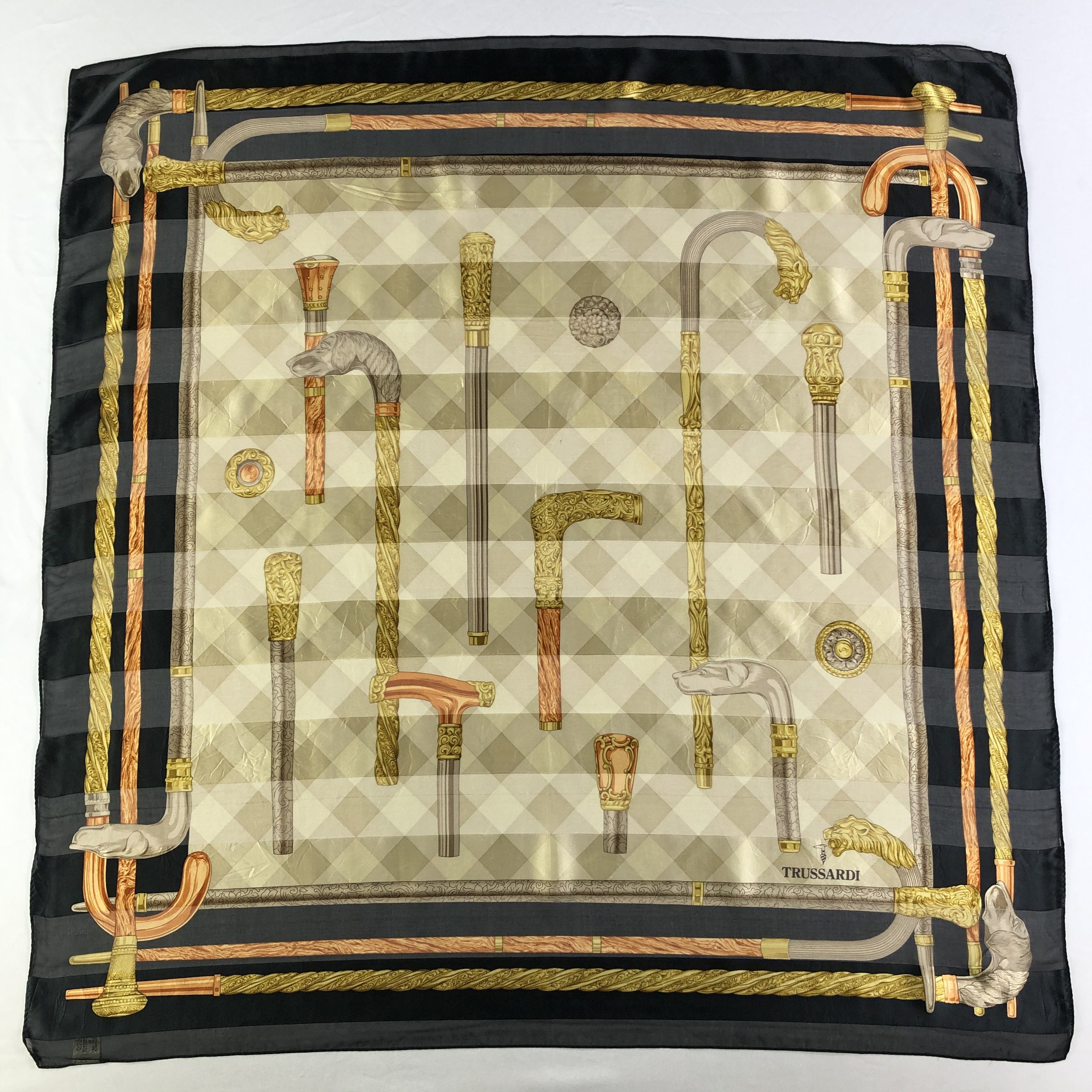 Trussardi × Vintage Vintage Trussardi Silk Scarf Size ONE SIZE - 2 Thumbnail