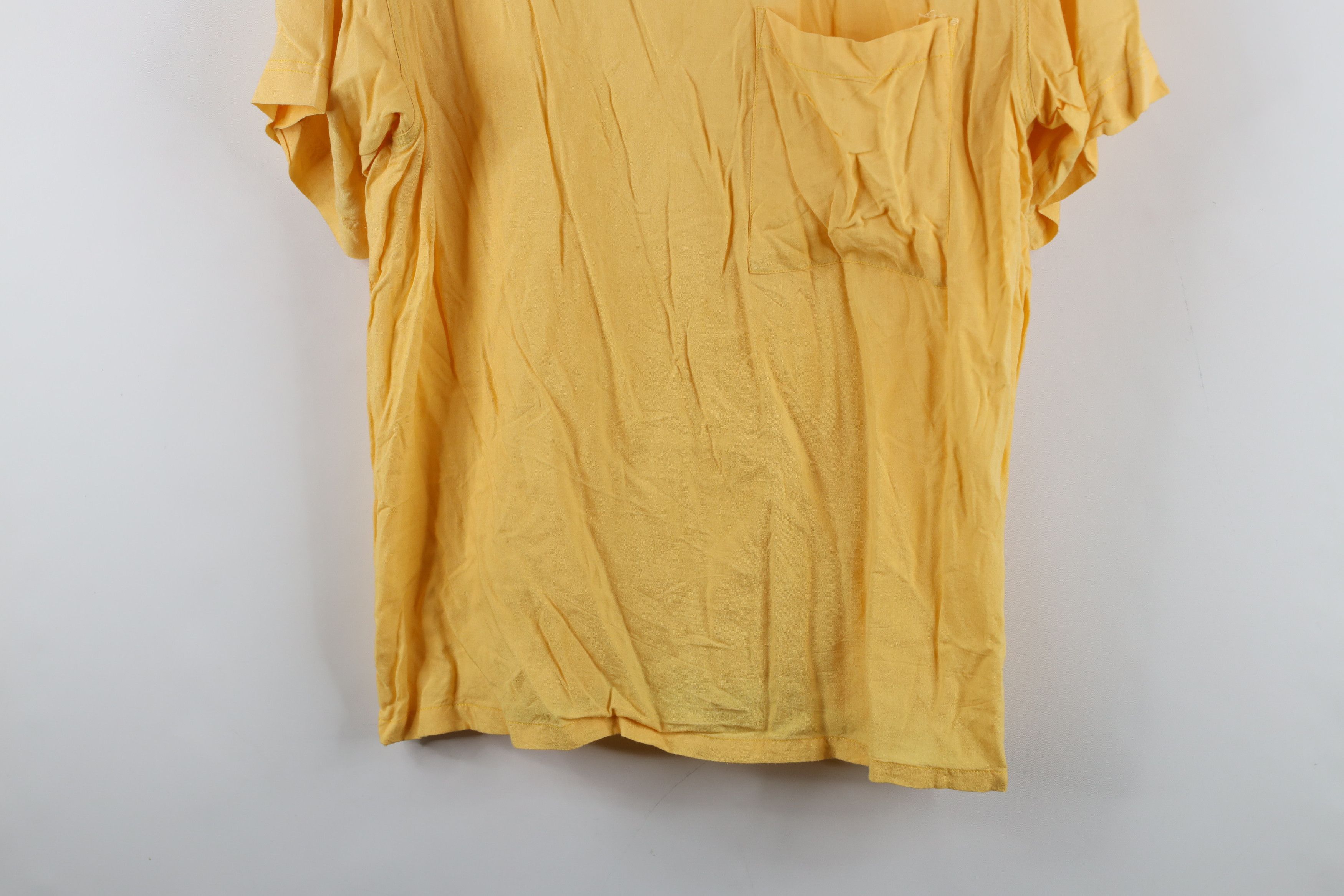 Vintage Vintage 90s Streetwear Rayon Gabardine Pocket T-Shirt Yellow Size US S / EU 44-46 / 1 - 3 Thumbnail