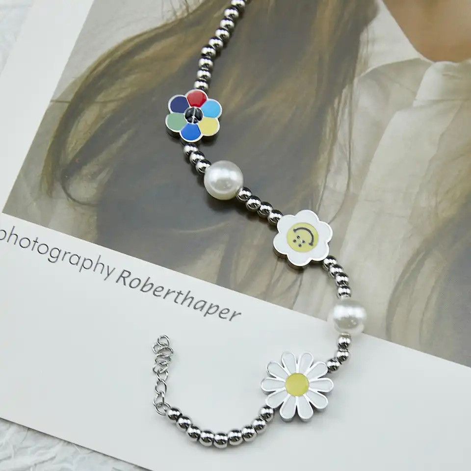 Jewelry × Vintage Stainless Steel Hip Hop Delicate Smiley Face Sunflower Size ONE SIZE - 5 Thumbnail