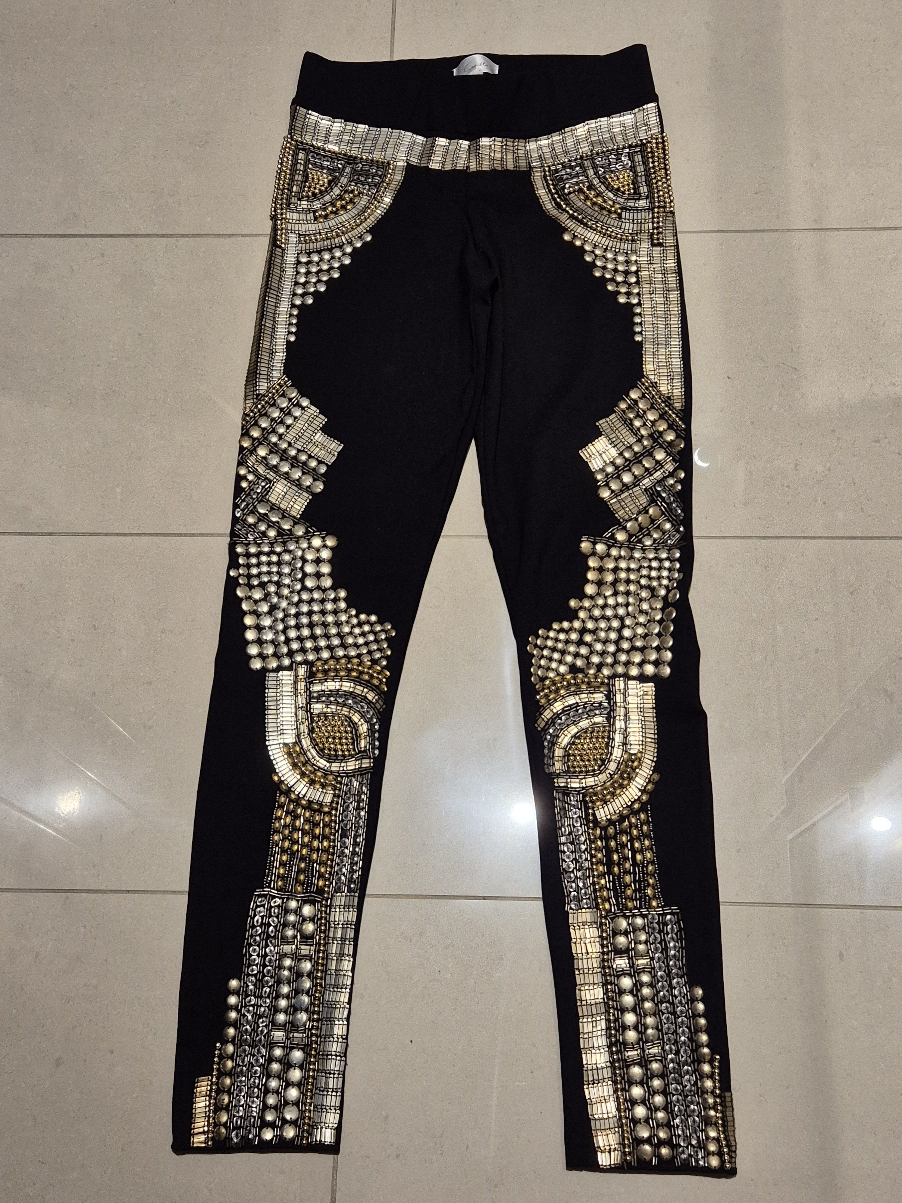 CAMILLA Camilla black & gold heavily embellished leggings Size 27" / US 4 / IT 40 - 10 Thumbnail