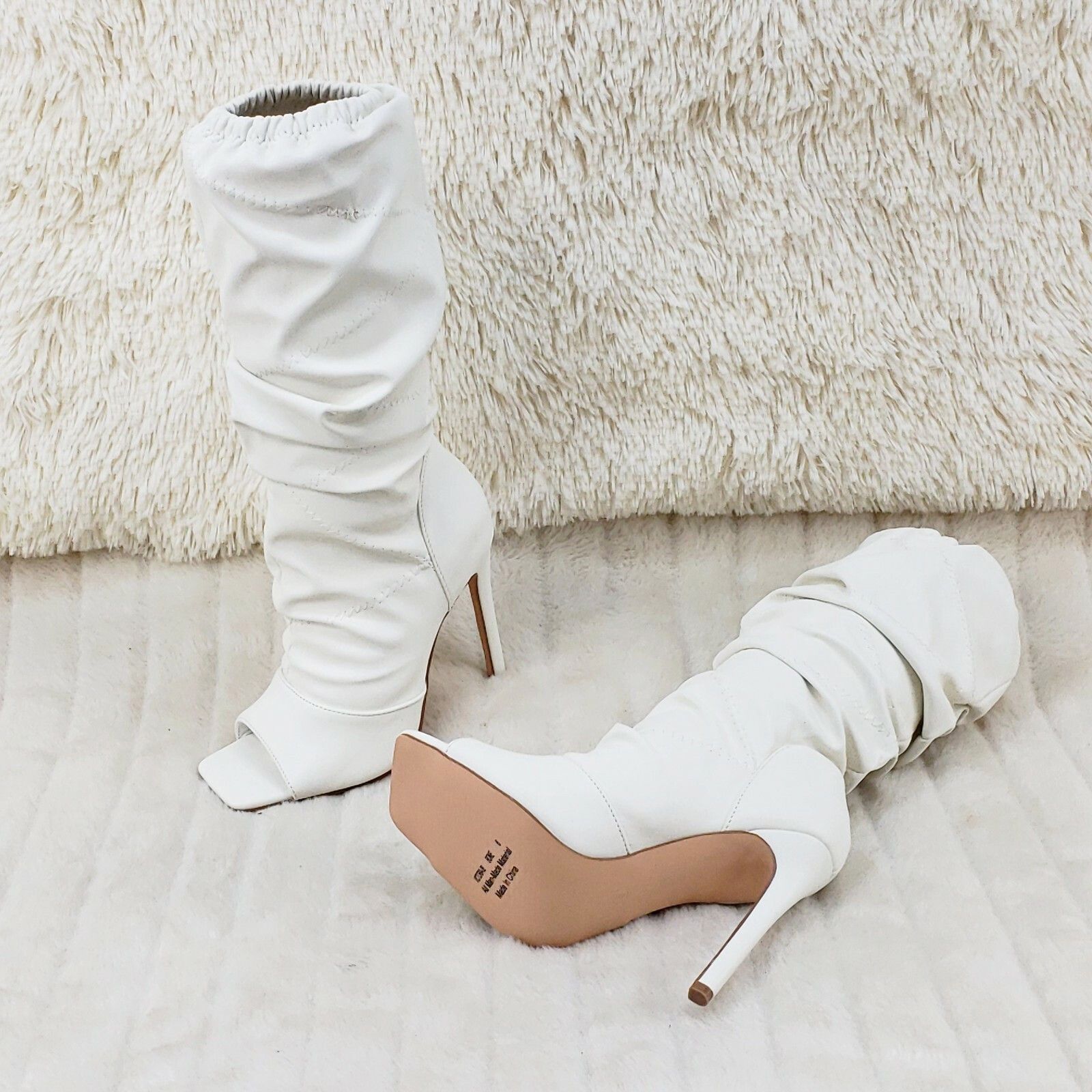 Other Victoria Bone White Square toe Mid Calf Adjustable Slouch Sc Size US 11 / IT 41 - 4 Thumbnail