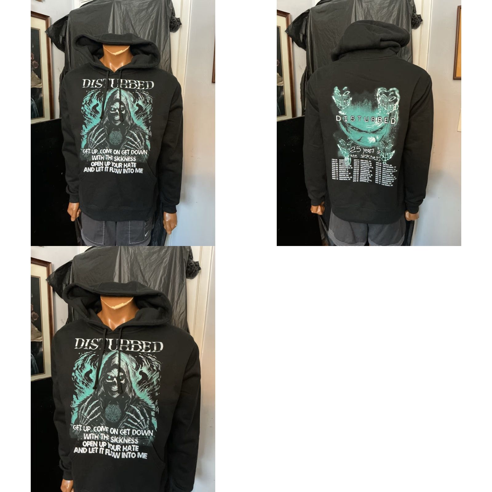 Vintage VINTAGE Disturbed 25 Years Of The Sickness Hoodie Mens Size M Black Rock Pullover Skull Skeleton 90s Concert? Size US M / EU 48-50 / 2 - 8 Thumbnail