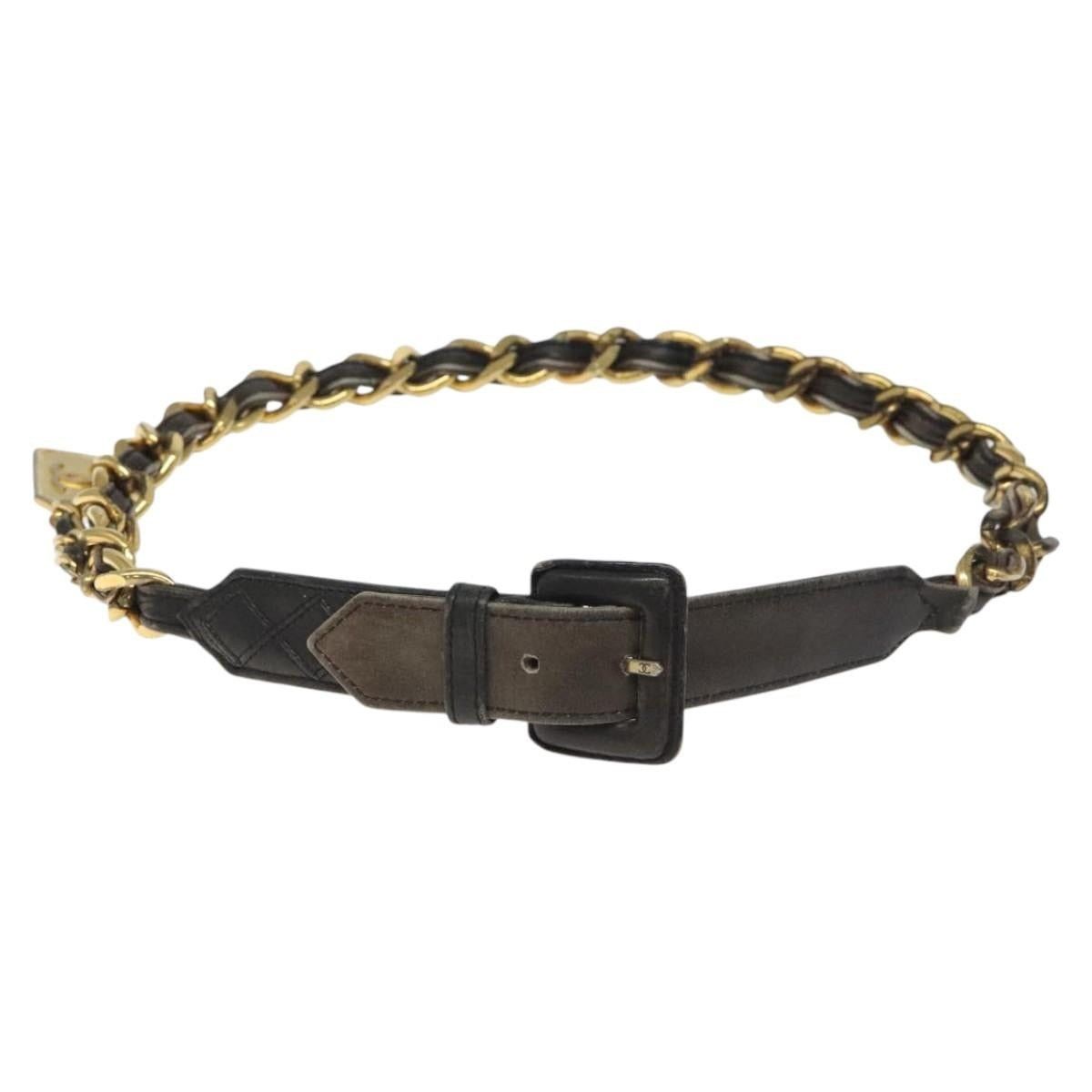Chanel Chanel Chain Belt Metal Lamb Skin Black Gold CC Size ONE SIZE - 2 Thumbnail