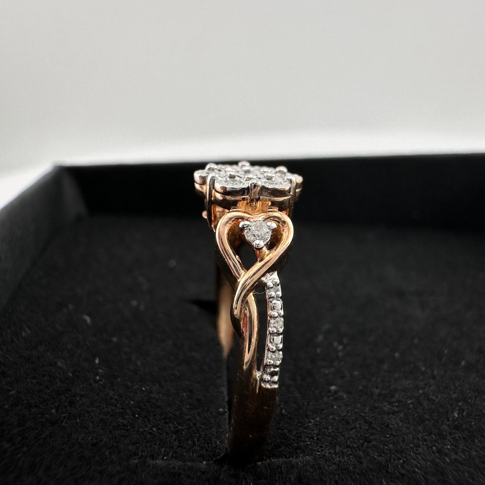 Other Two Tone Diamond Cluster Ring with Hearts on sides - size 7 Size ONE SIZE - 17 Thumbnail