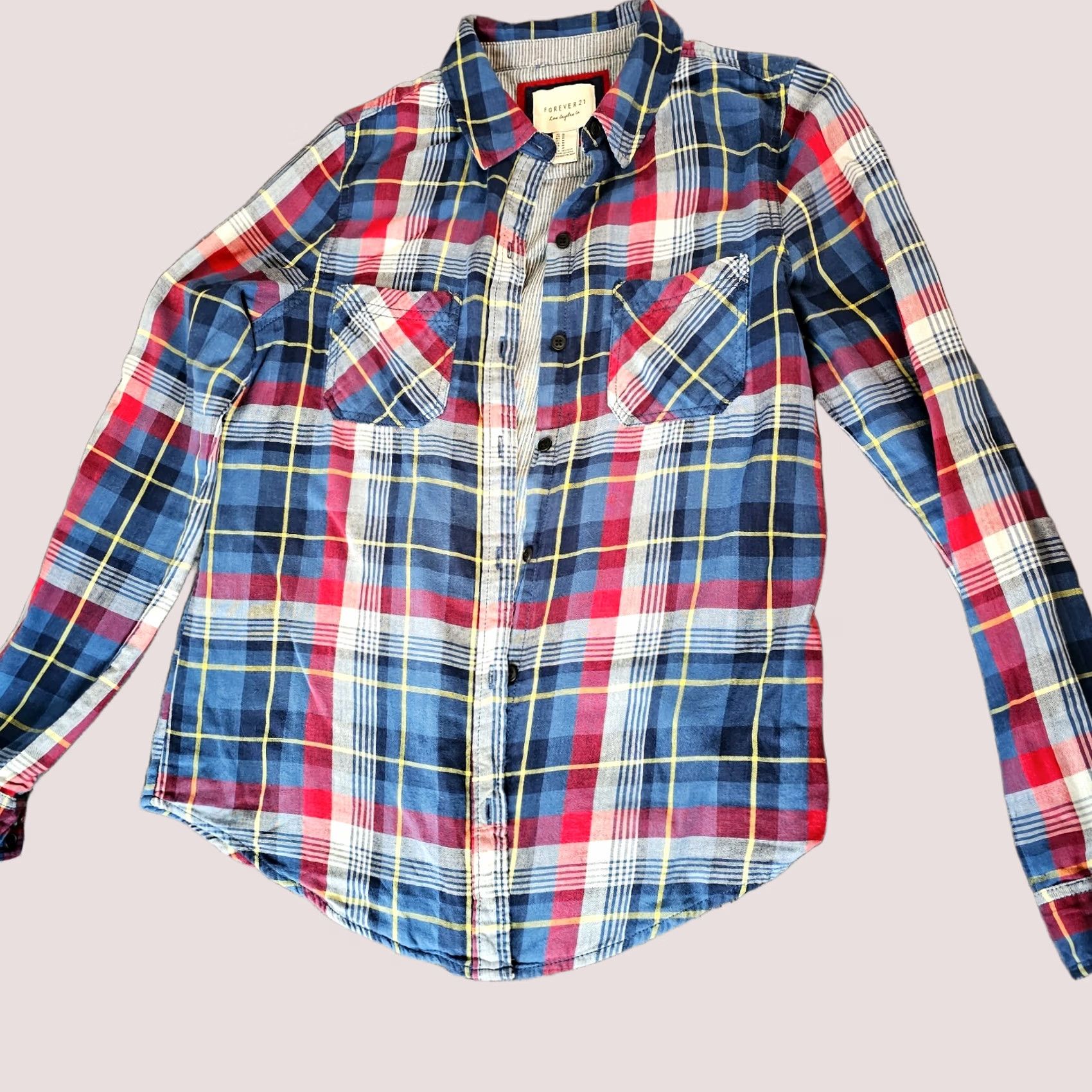 Forever 21 Forever 21 Men's Blue Plaid Western Button-Down Shirt Size M Casual Pockets Long Sleeve Cotton Blend Button-Up Closet Western Theme Mens Size US M / EU 48-50 / 2 - 1 Thumbnail