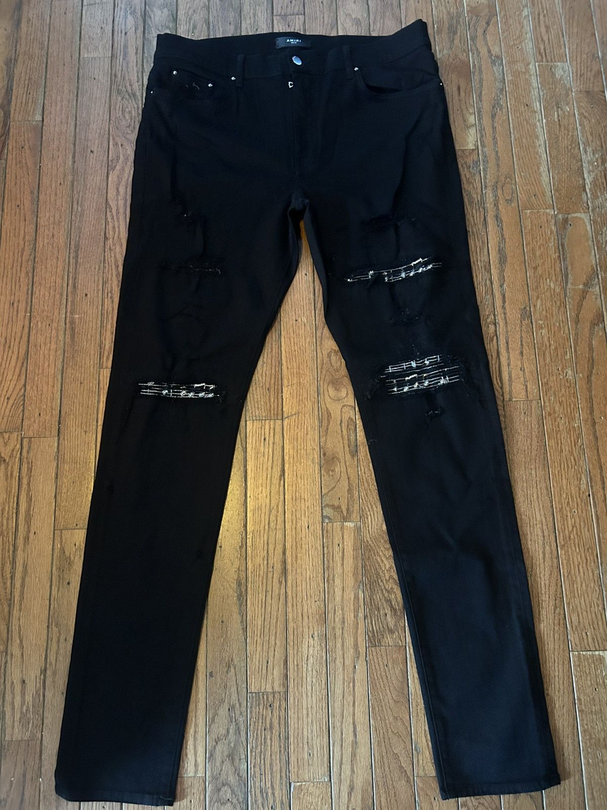 Amiri Amiri Black Silver Crystal Music Note Skinny Jeans - Size 38 Size US 38 / EU 54 - 1 Thumbnail