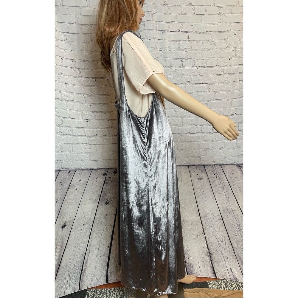 Anthropologie NWT New $148 Maeve Monique Velvet Silver Jumpsuit Size L Size 36" / US 14 / IT 50 - 4 Thumbnail