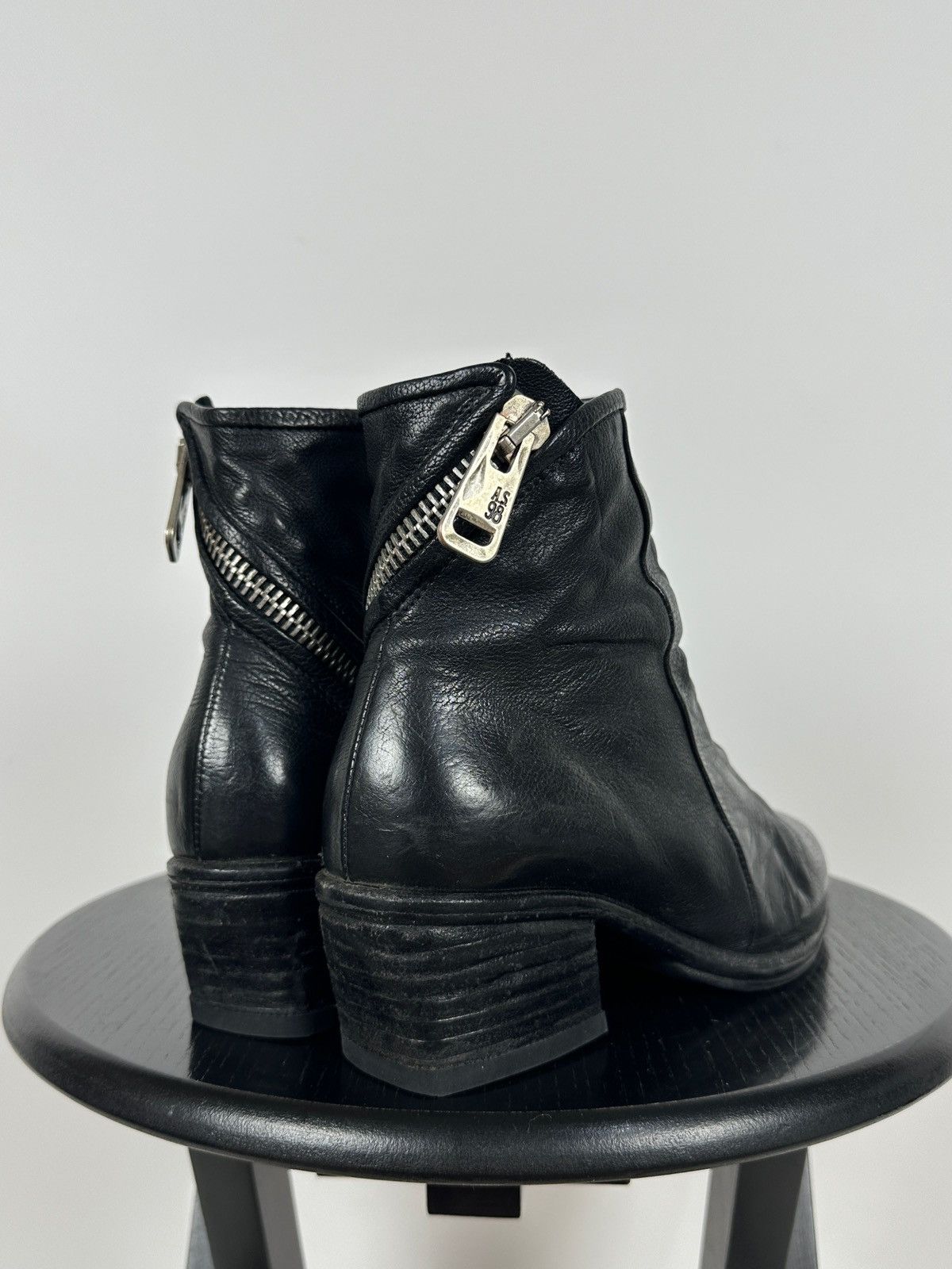 A.S.98 A.S.98 Black Leather Zipper Ankle Boots Size US 7 / IT 37 - 3 Thumbnail