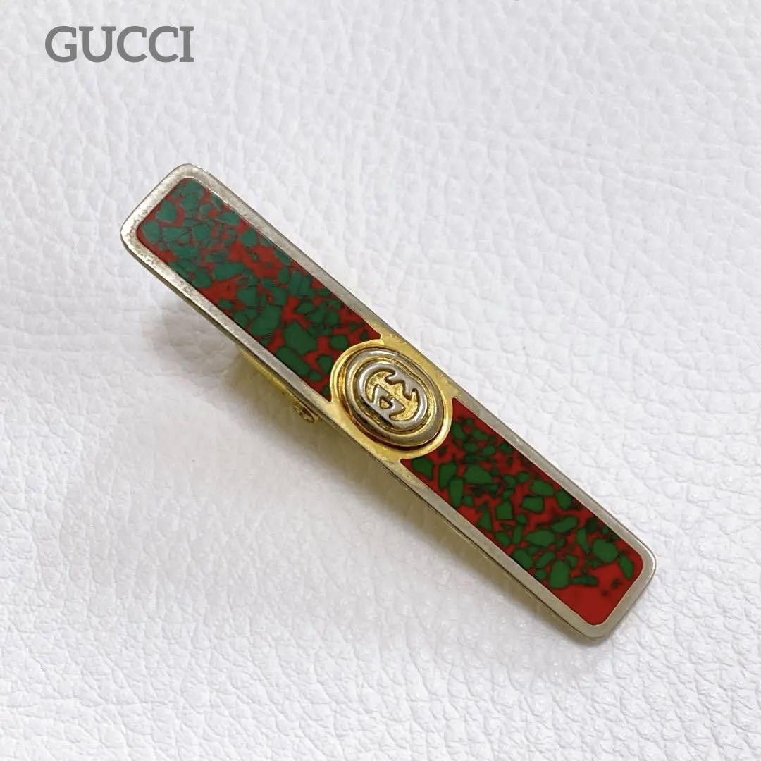 Gucci Rare Gold Tie Pin with Green & Red Detail