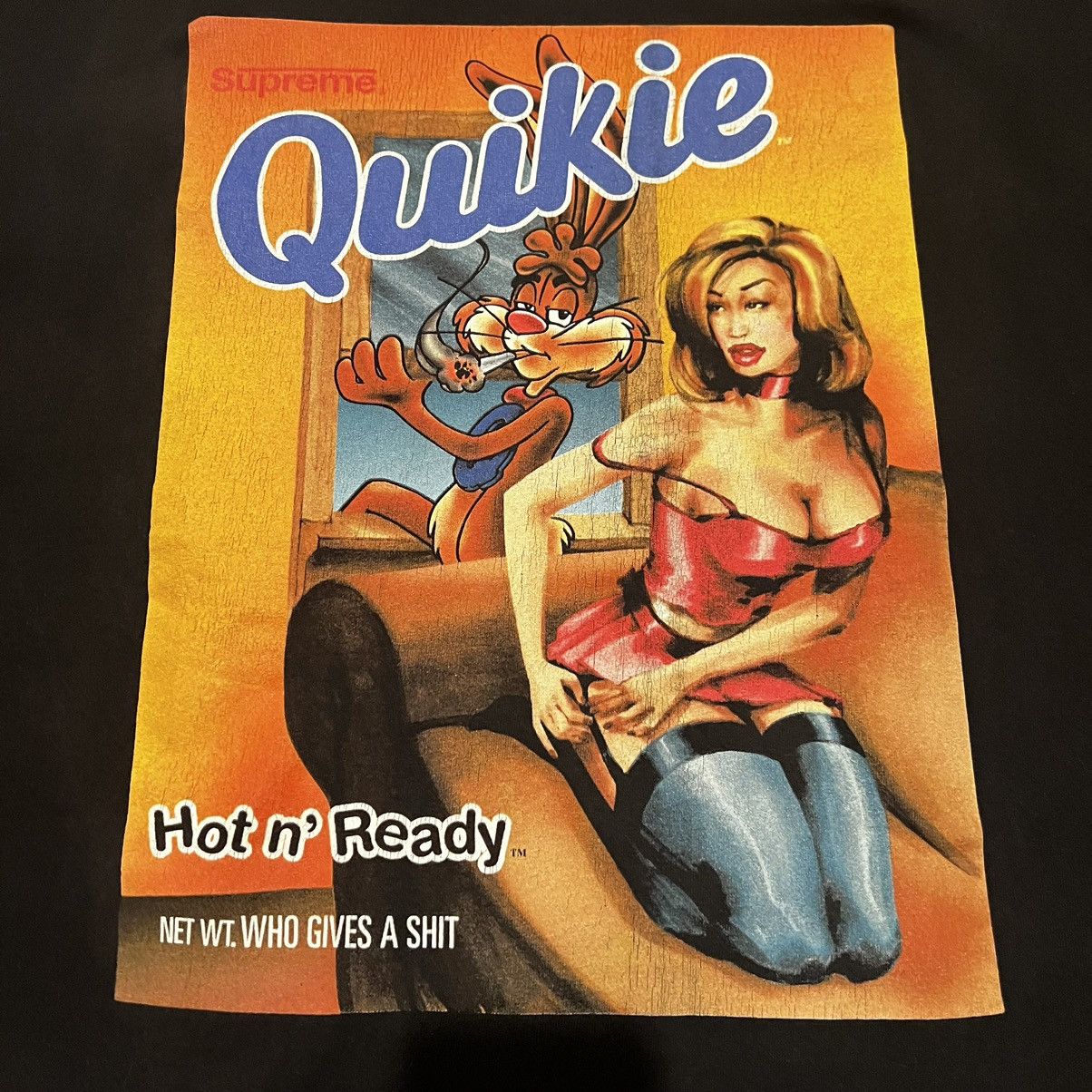 Image of Supreme Quikie Tee Quickie T Shirt Nestle Rip Off Tee 2005 in Black, Men's (Size XL)