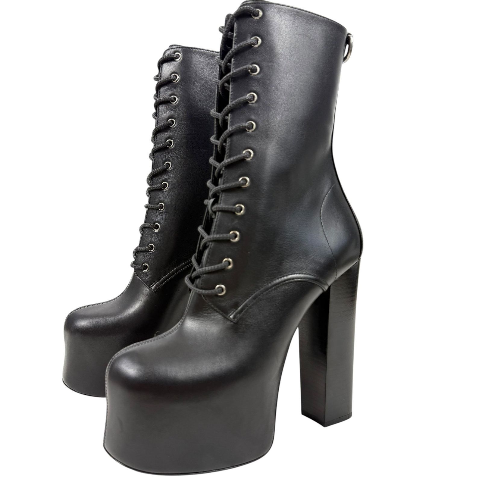 Saint Laurent Paris New Saint Laurent Cherry Lace Up Leather Platform Boots Size US 7.5 / IT 37.5 - 3 Thumbnail