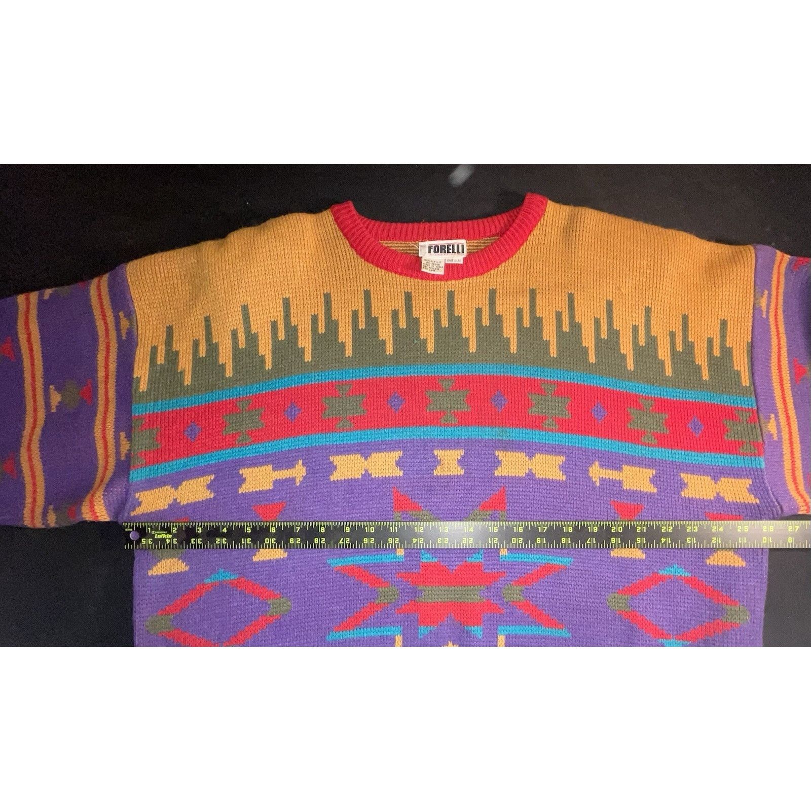 Giorgio Fiorelli VNTG Forelli International geometric knit crewneck sweater Size US XL / EU 56 / 4 - 5 Thumbnail