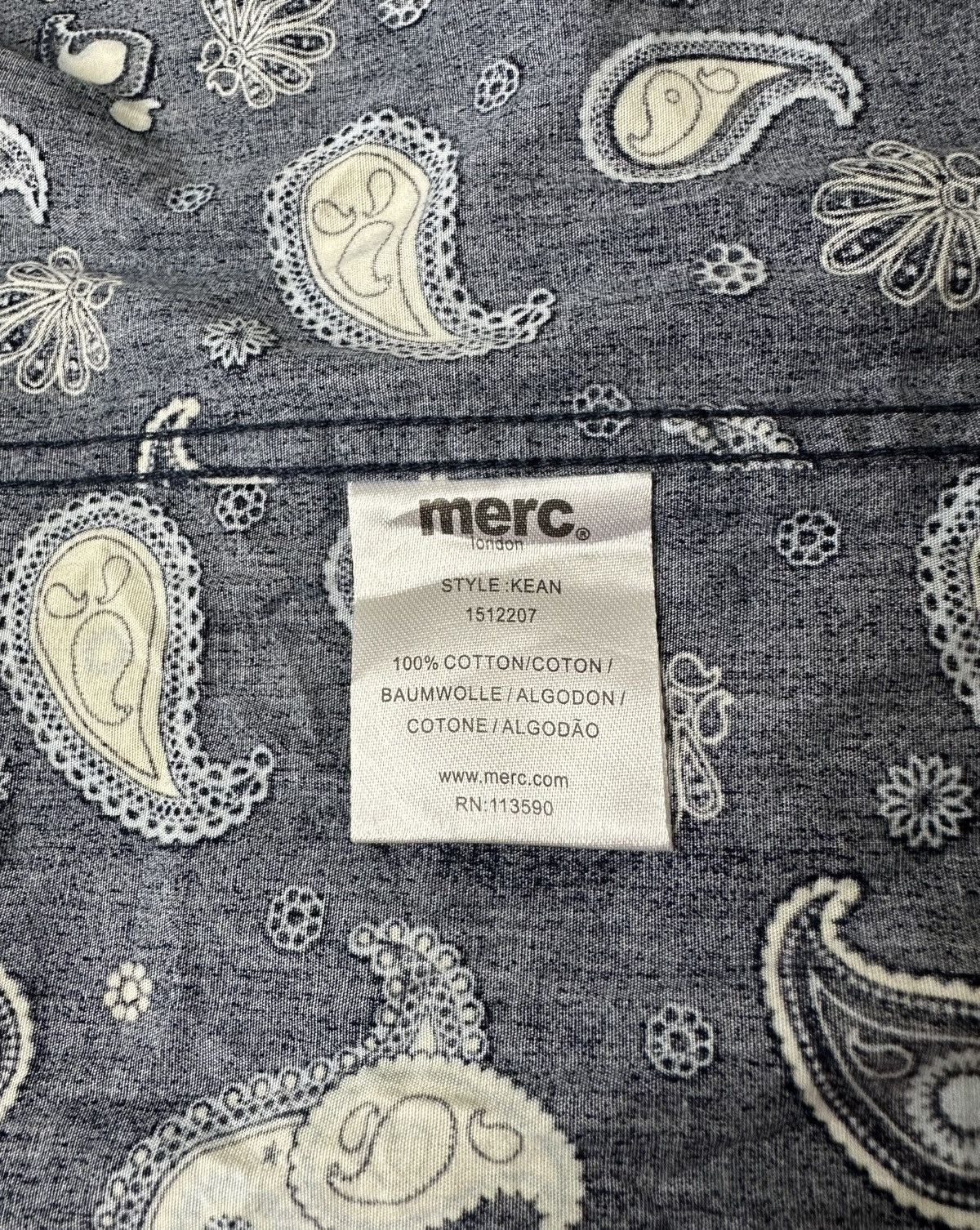 Merc Merc London Paisley Navy Shirt In Perfect Condition Size S-M Size US S / EU 44-46 / 1 - 12 Thumbnail