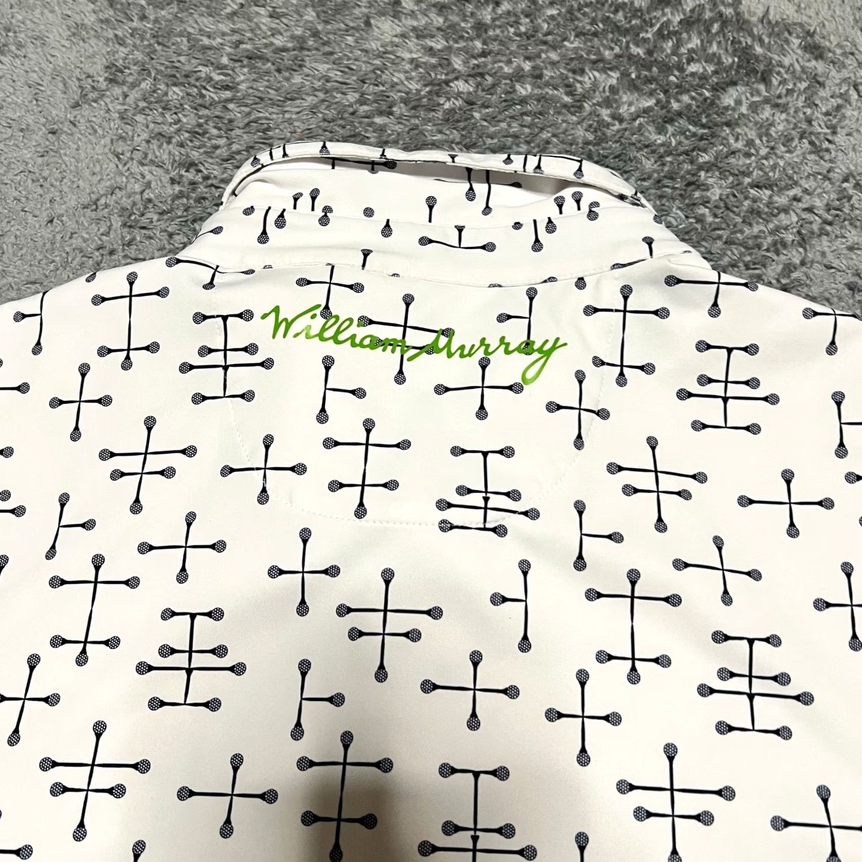 Vintage William Murray Polo Shirt Mens Medium White Performance Golf Geometric Size US M / EU 48-50 / 2 - 4 Thumbnail