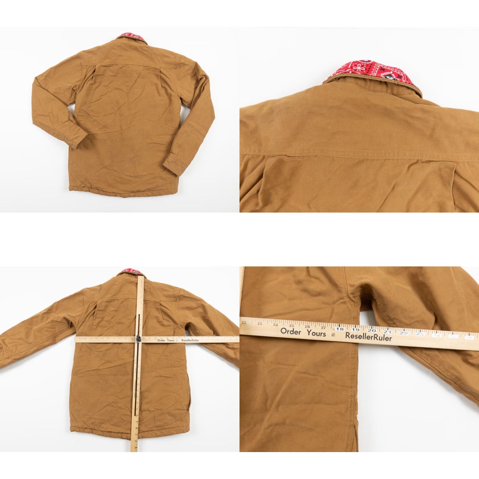 Dickies Dickies Jacket Mens Small Tan Workwear Flannel Lined Red Paisley Snap Button Size US S / EU 44-46 / 1 - 8 Thumbnail