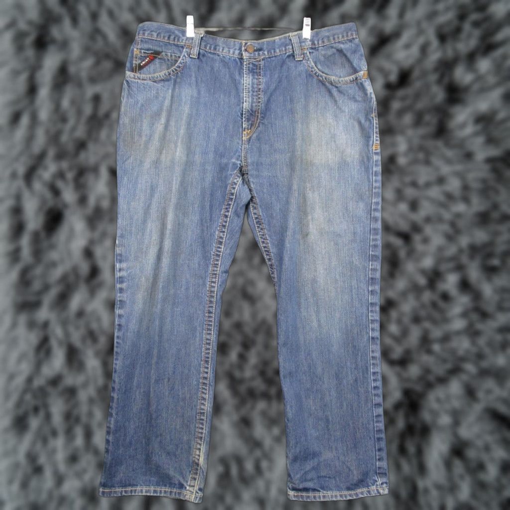 Ariat Ariat M4 FR Jeans 42x31 Denim Boot Work Cowboy Relaxed Flame-Resistant Jeans Mens 42 Blue Cowboy 90s? Size US 42 / EU 58 - 1 Thumbnail
