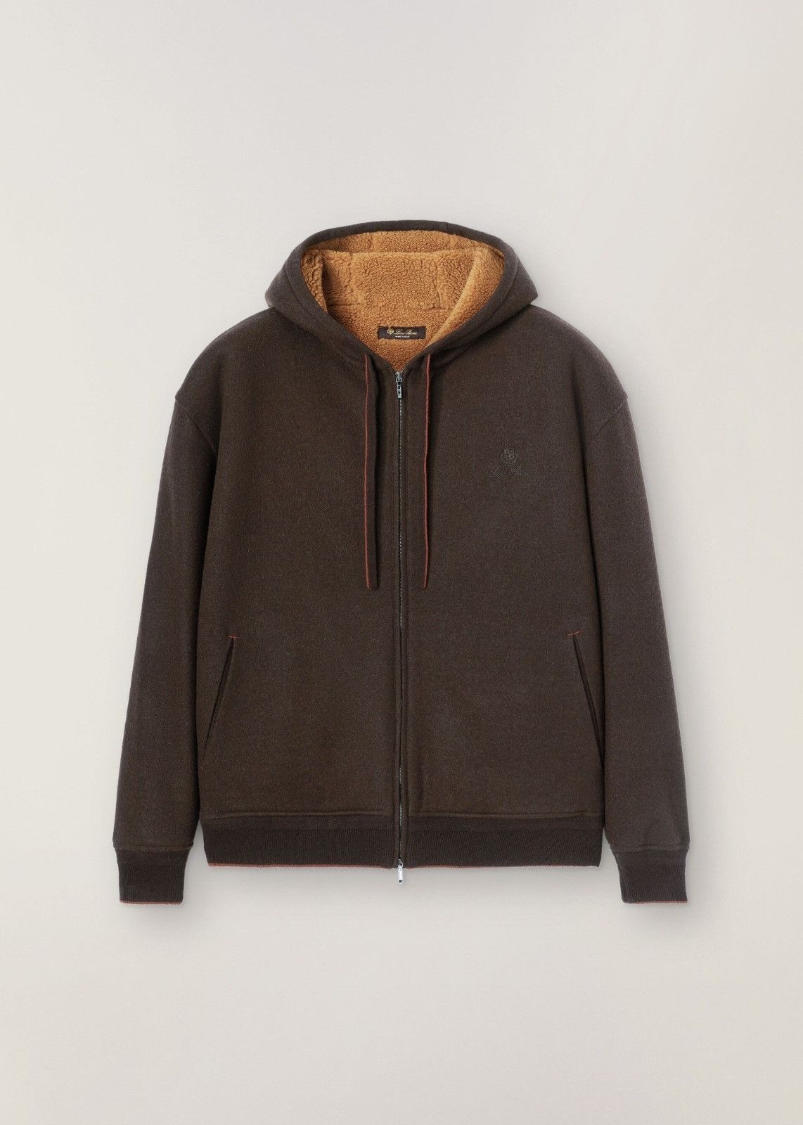 image of Loro Piana O1Loc1C0124 Hooded Bomber Jacket In Brown, Men's (Size Large)