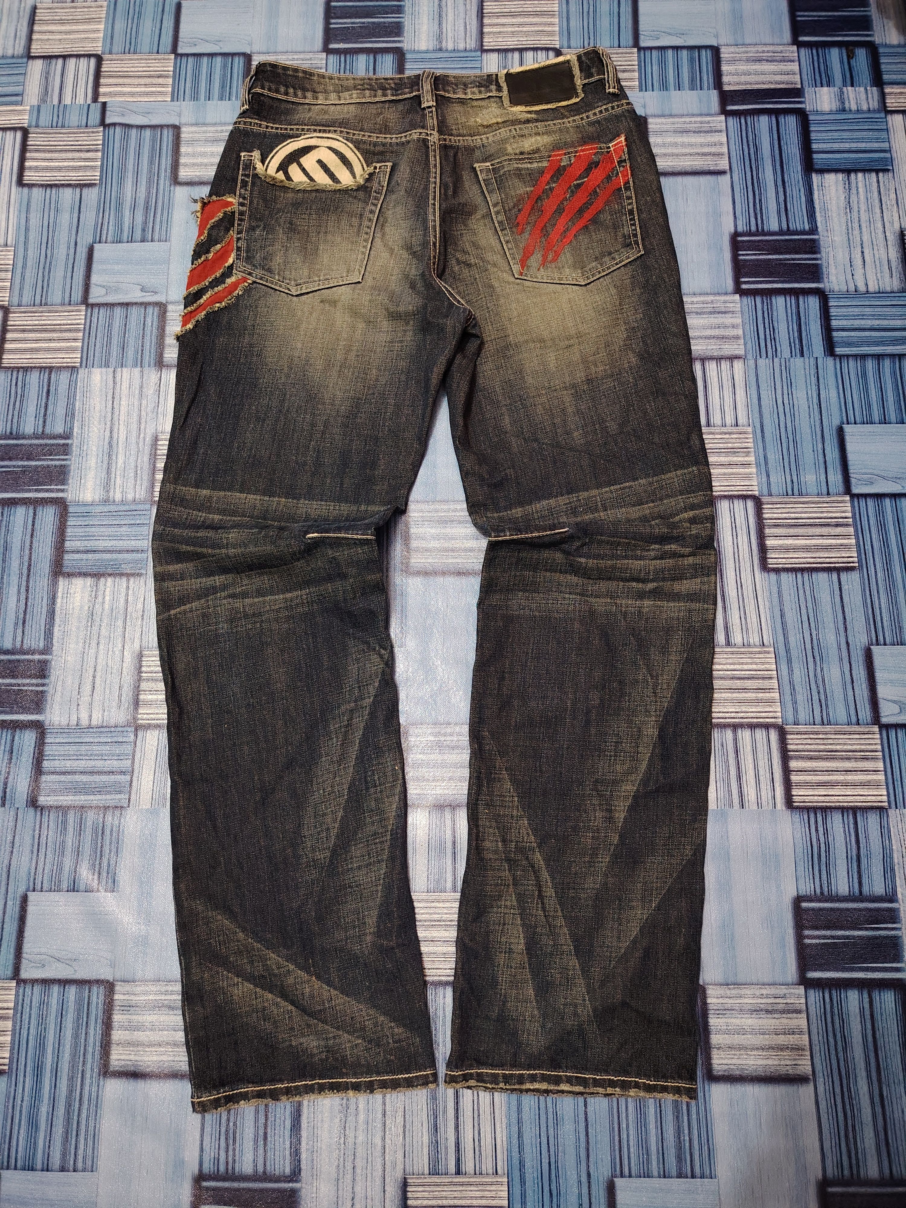 Japanese Brand Distressed denim osaka big train flared jeans Size US 31 - 15 Thumbnail