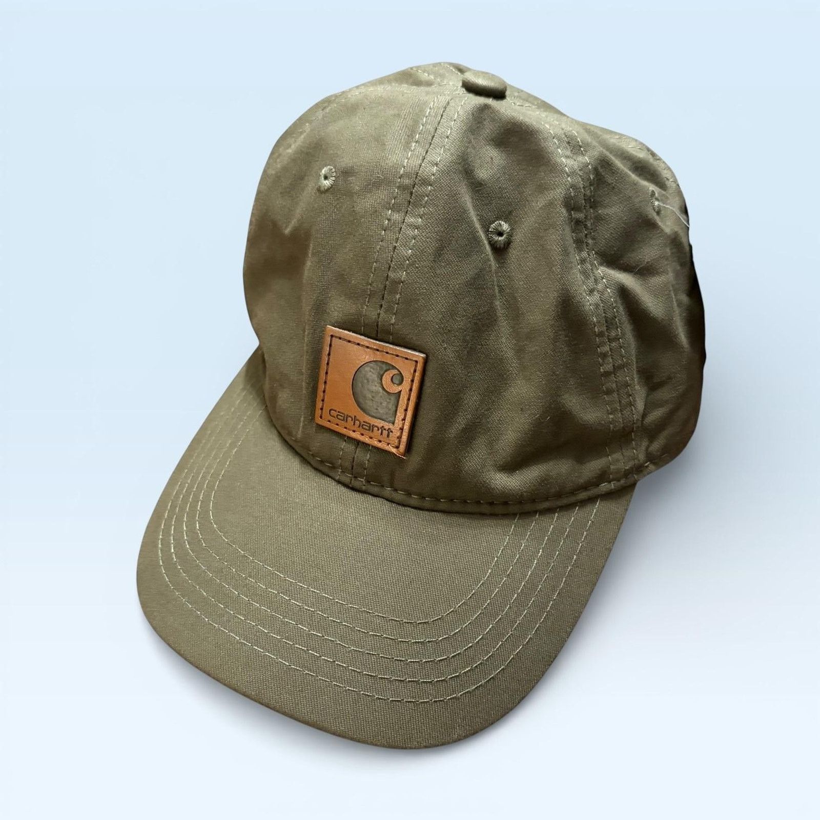 Carhartt Carhartt Hat Cap Strap Back Mens Green Canvas Leather Patch Size ONE SIZE - 1 Thumbnail