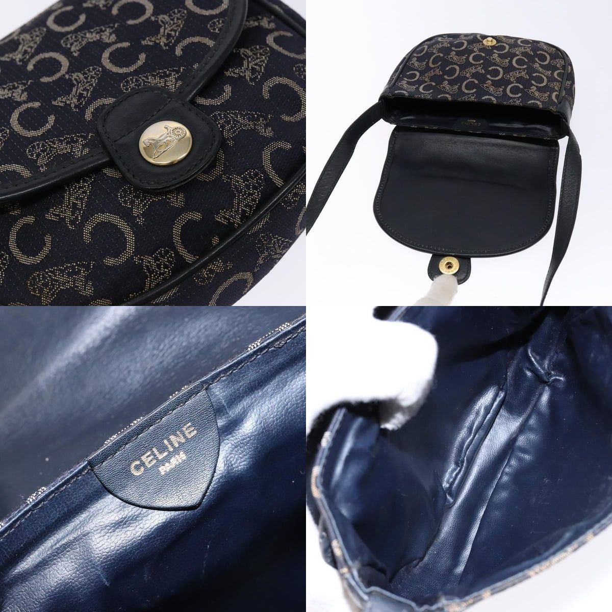 Celine CELINE C Sulky Shoulder Bag Canvas Navy Gold Size ONE SIZE - 11 Thumbnail
