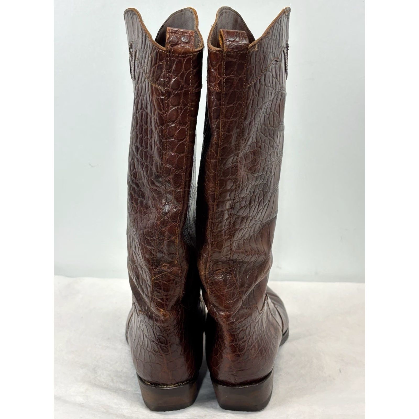 Vintage VINTAGE Joan & David Western Leather Boots Brown 37.5 (US 7) Women Cowboy 90s Croc Embossed Leather Boots Size US 7 / IT 37 - 4 Thumbnail