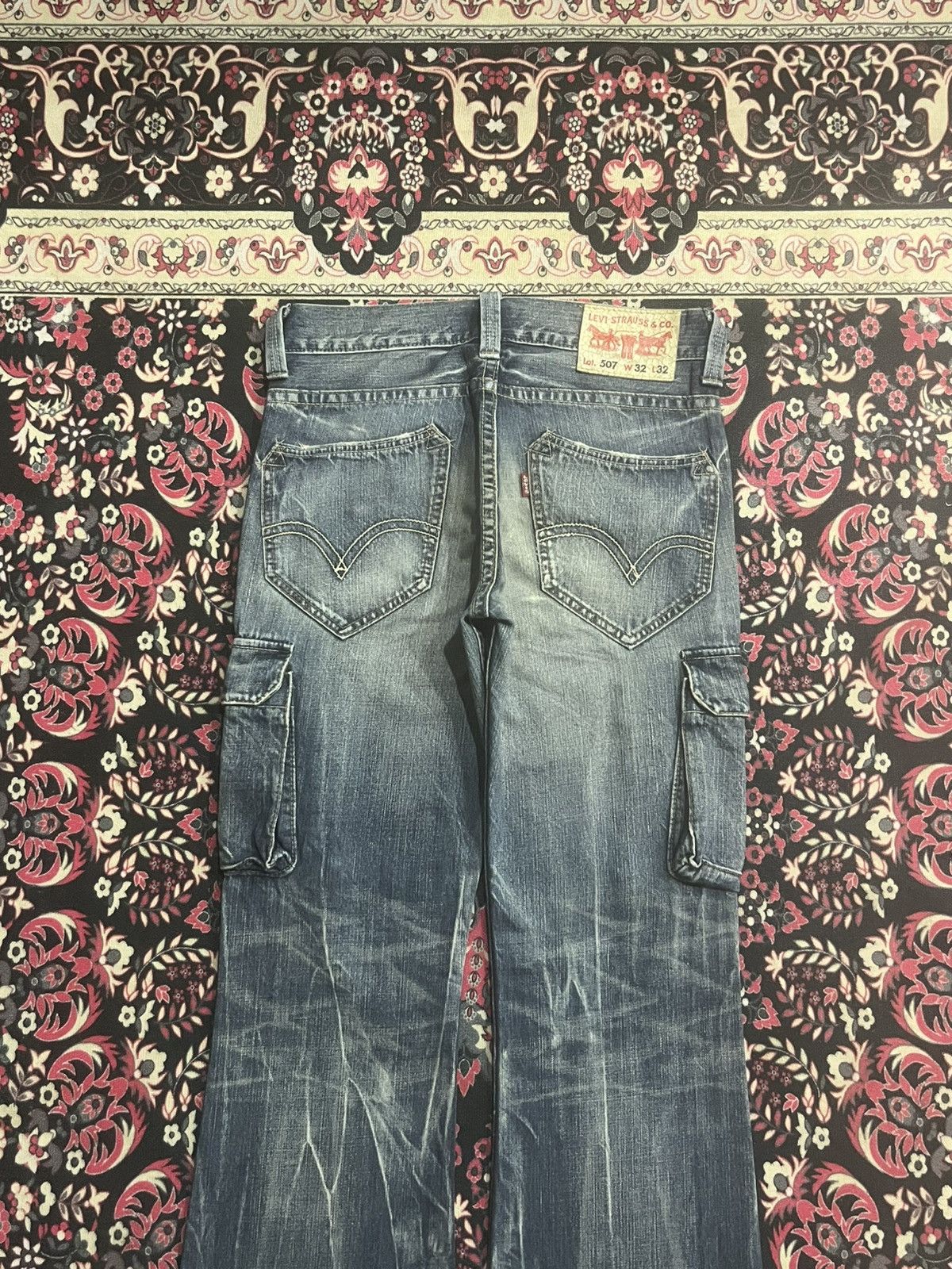 Levi's Levi’s 507 Japan Alluring Blue Washed Cargo Flare Jeans Size US 32 / EU 48 - 7 Thumbnail
