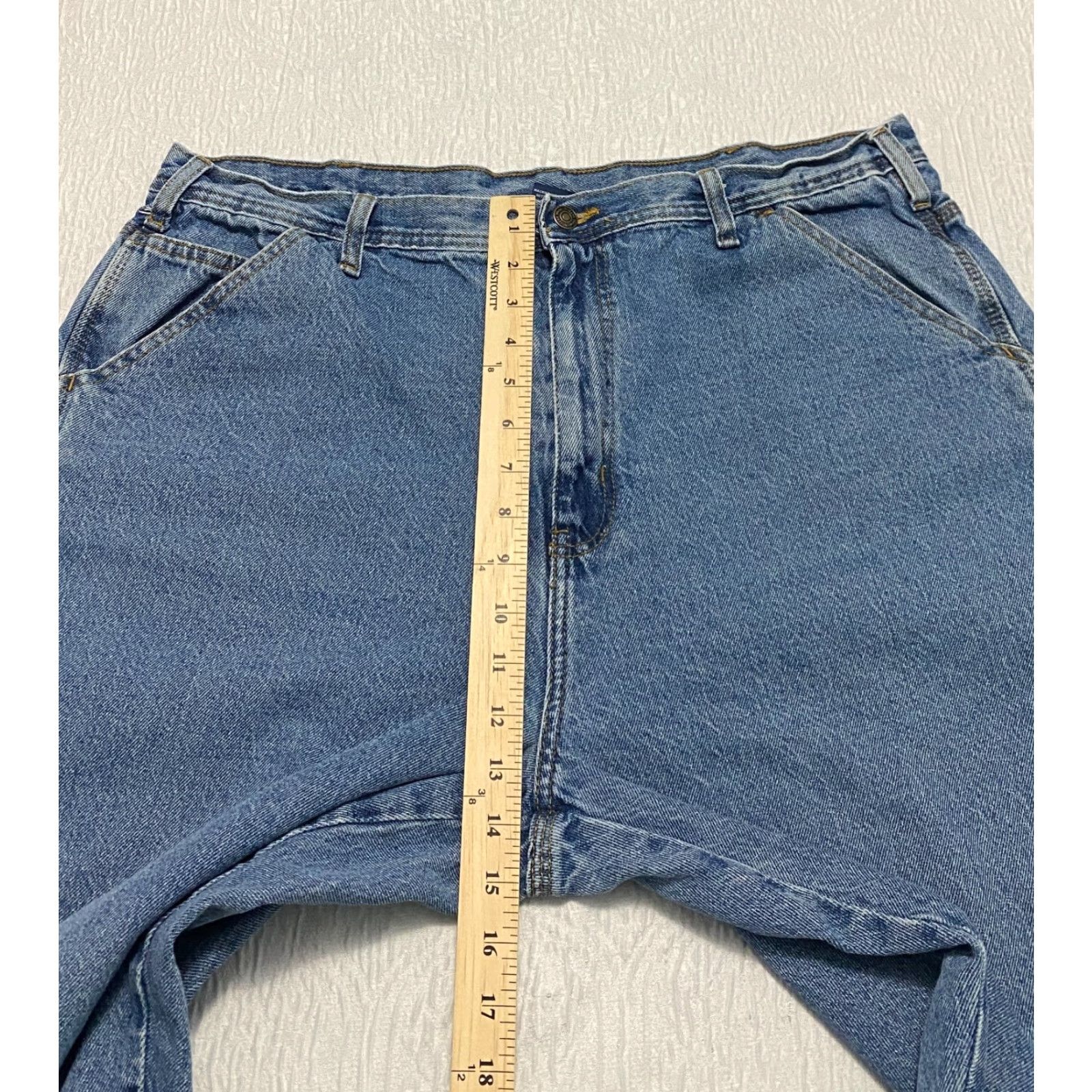 Denime Rugged Wear Jeans 40x29 Blue Denim Men's Relaxed High Rise 40 Inseam 29in Button Zip Pocket 100% Cotton Regular Size US 40 / EU 56 - 6 Thumbnail