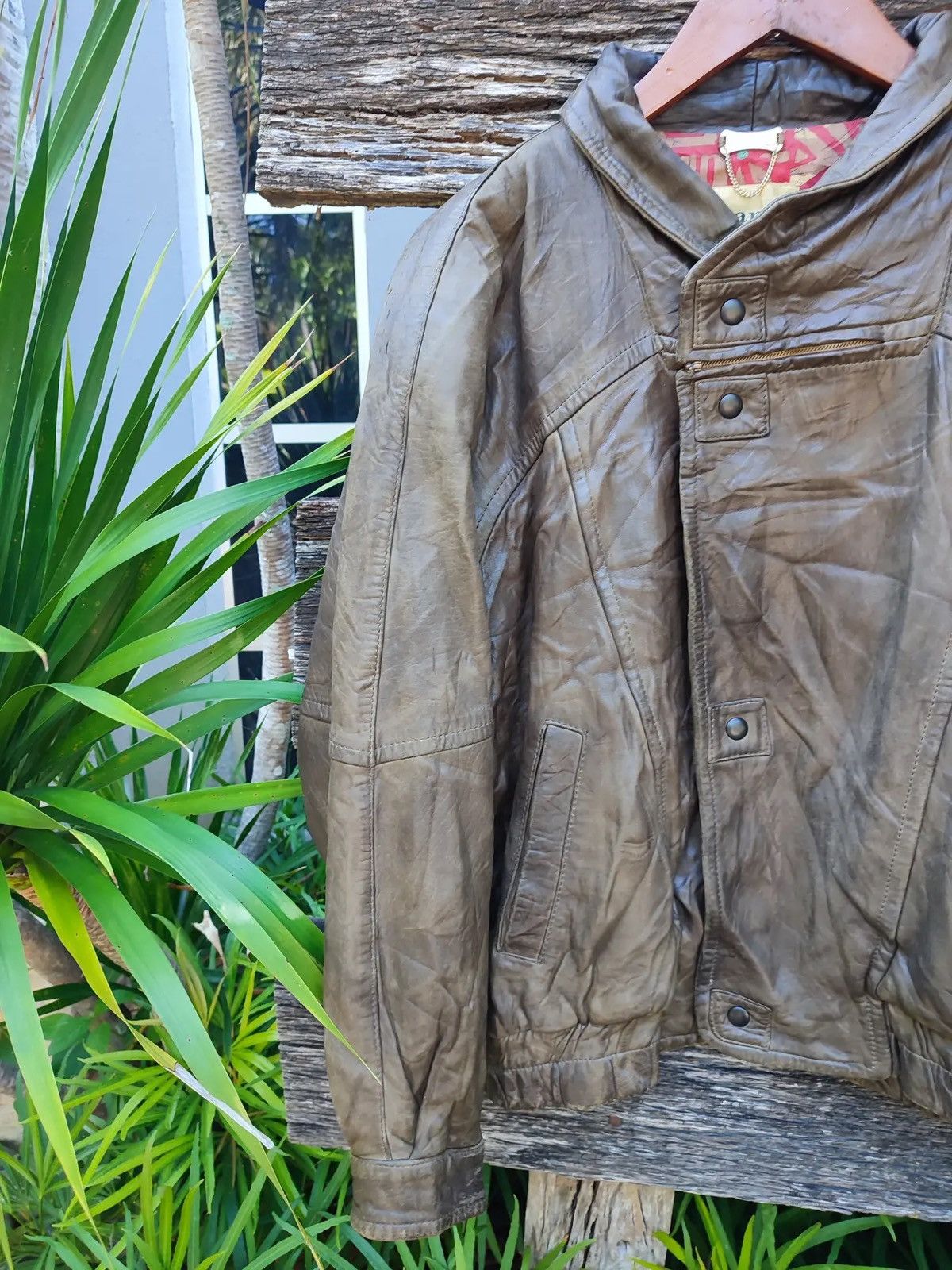 Designer Vintage Focardi Italy Brown Distressed Leather Jacket Size US M / EU 48-50 / 2 - 3 Thumbnail