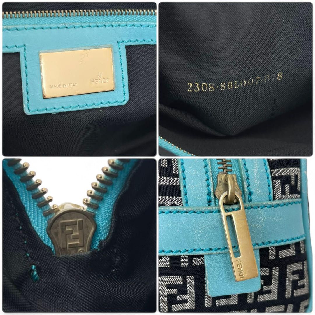 Fendi Fendi - Mini Boston Shoulder Bag Zucchino Zucca Turqoise Size ONE SIZE - 11 Thumbnail