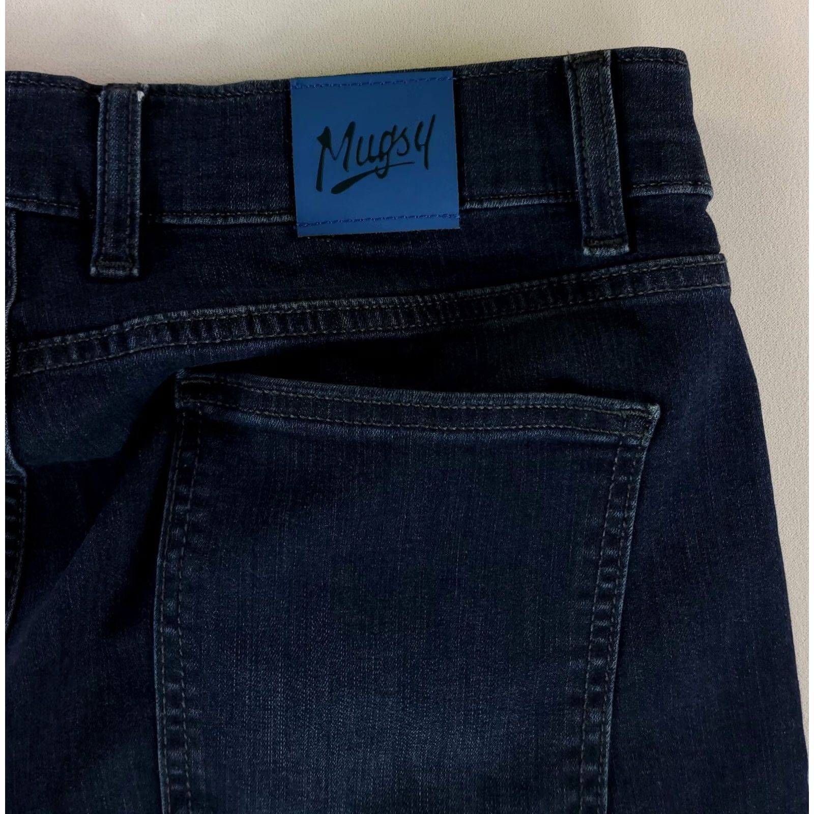 Vintage Mugsy Jeans Fultons Blue Stretch Performance Jeans 34x32 Mens Regular Straight Blue 33x32 Actual Size US 33 - 6 Thumbnail