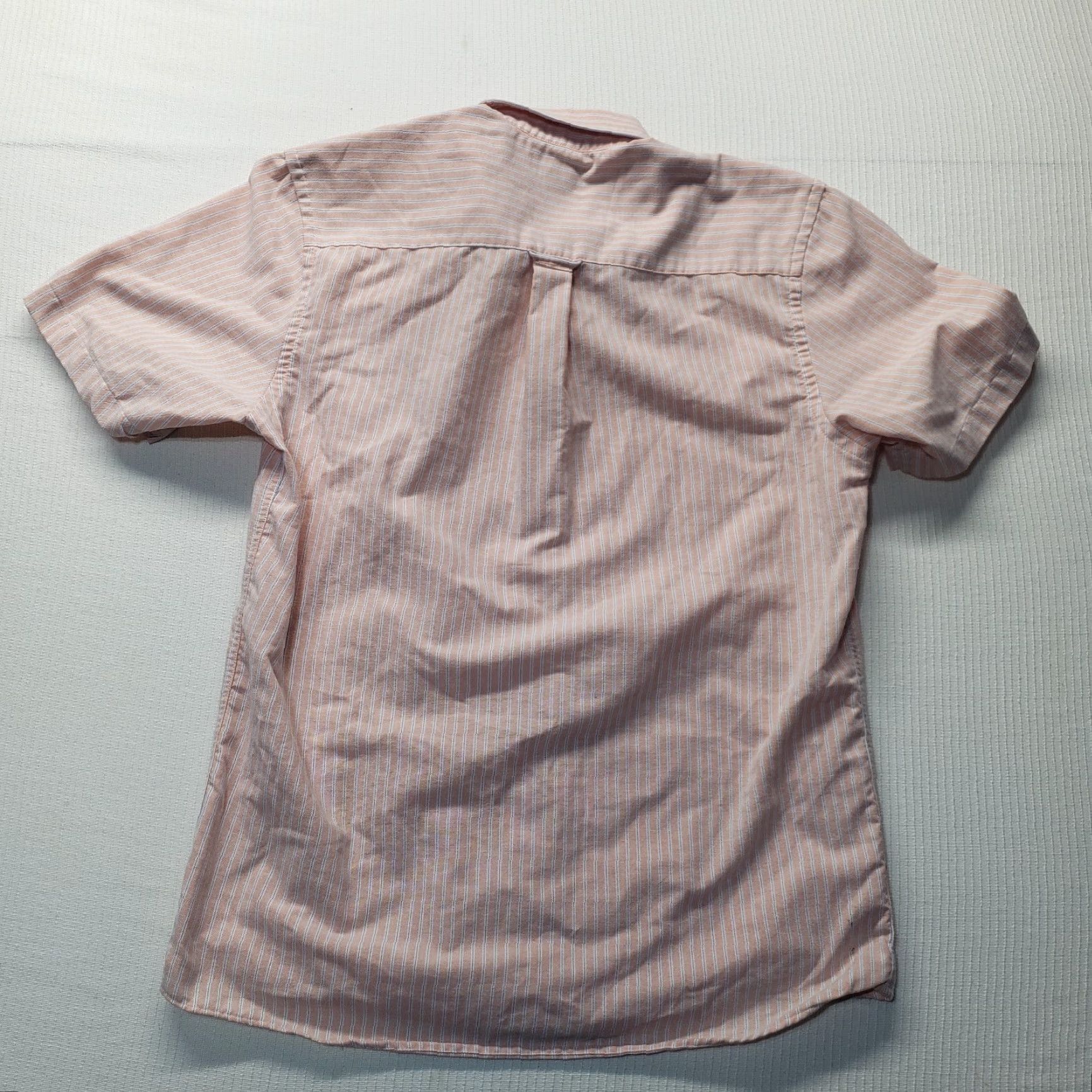 Pinko Saddlebred Shirt Adult Men's M Medium Salmon Pink Striped Short Sleeve Button Up Size US M / EU 48-50 / 2 - 8 Thumbnail
