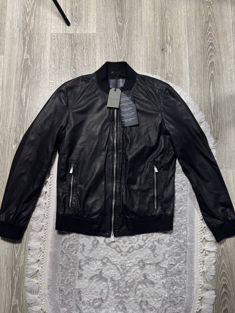 Allsaints ALLSAINTS Men’s Black Leather Bomber Jacket Sheep Leather Size US M / EU 48-50 / 2 - 2 Thumbnail