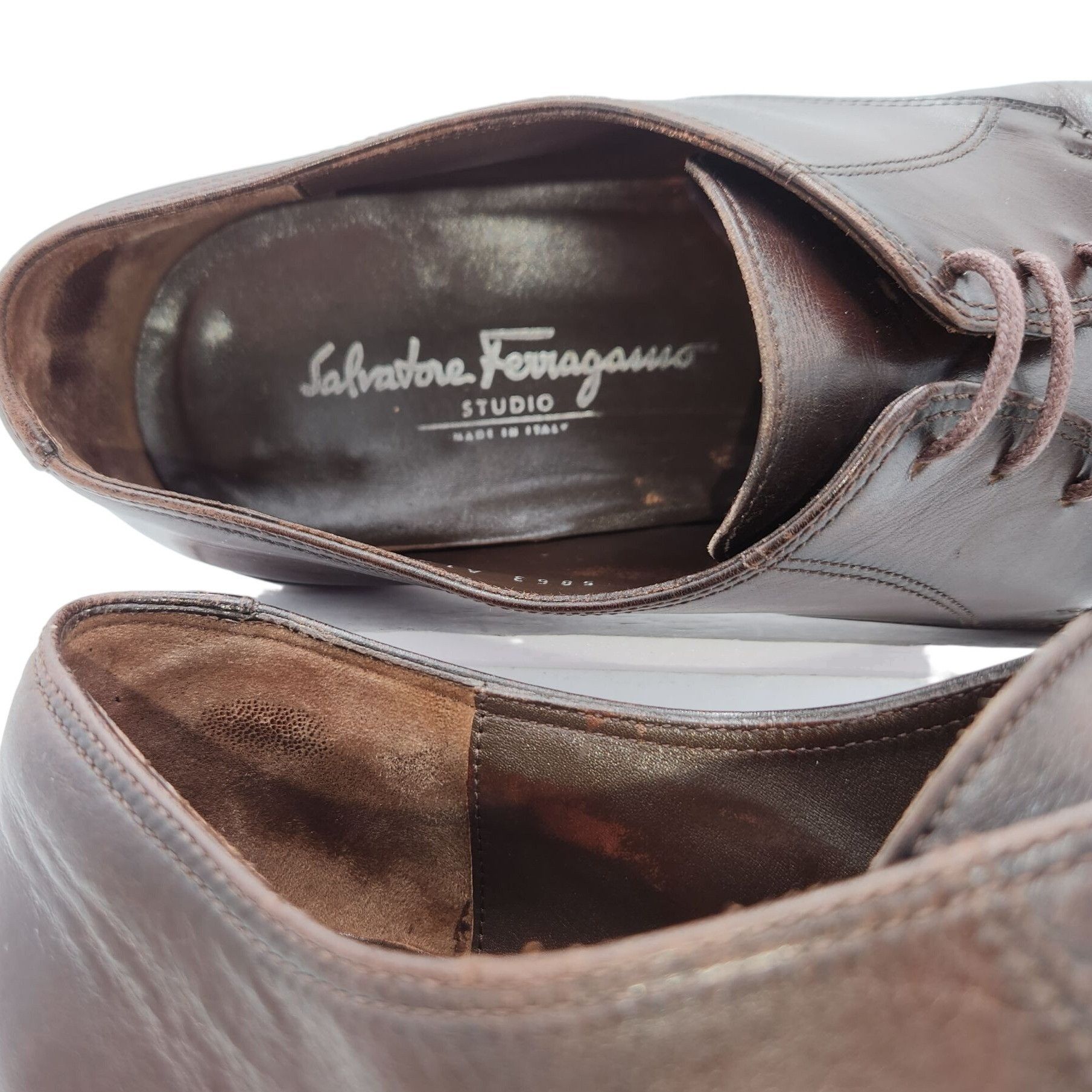 Salvatore Ferragamo Vintage Salvatore Ferragamo Italy Mens 11 Dark Brown Leather Size US 11 / EU 44 - 13 Thumbnail