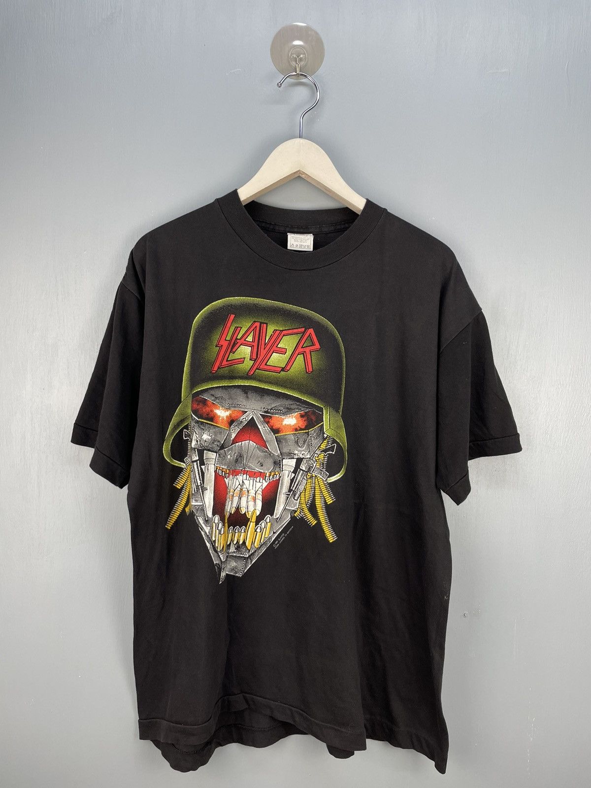 image of Band Tees x Vintage 90's Slayer Thrash Metal Band T Shirt in Black, Men's (Size Large)