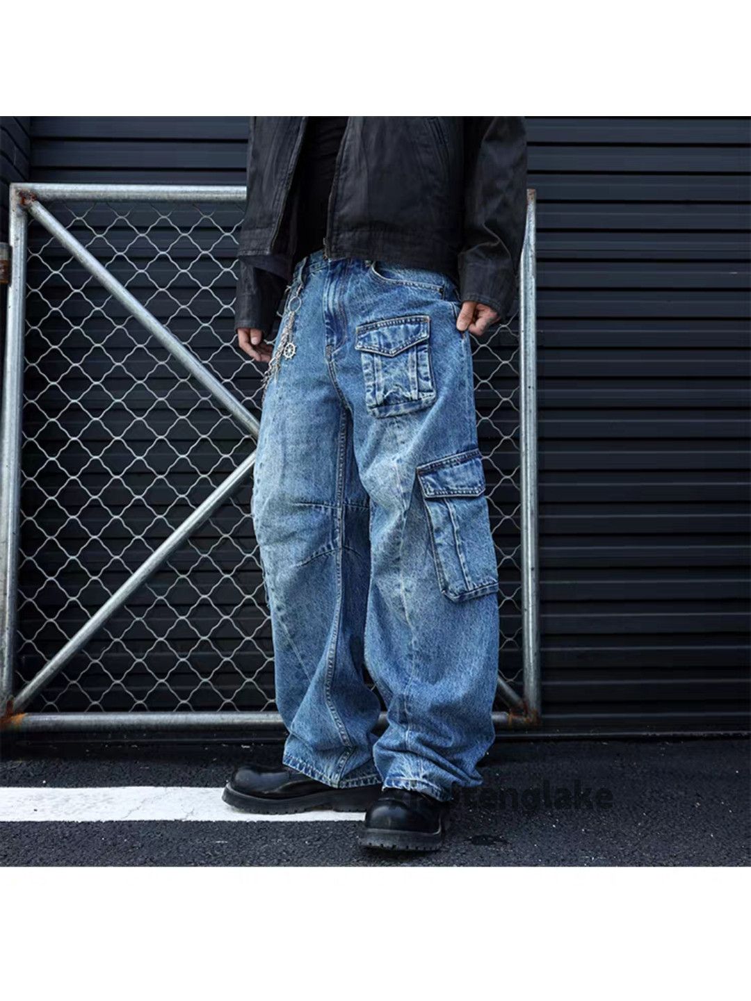 Jean xtl vintage washed retro loose baggy hiphop cargo jeans Size US 32 / EU 48 - 9 Thumbnail