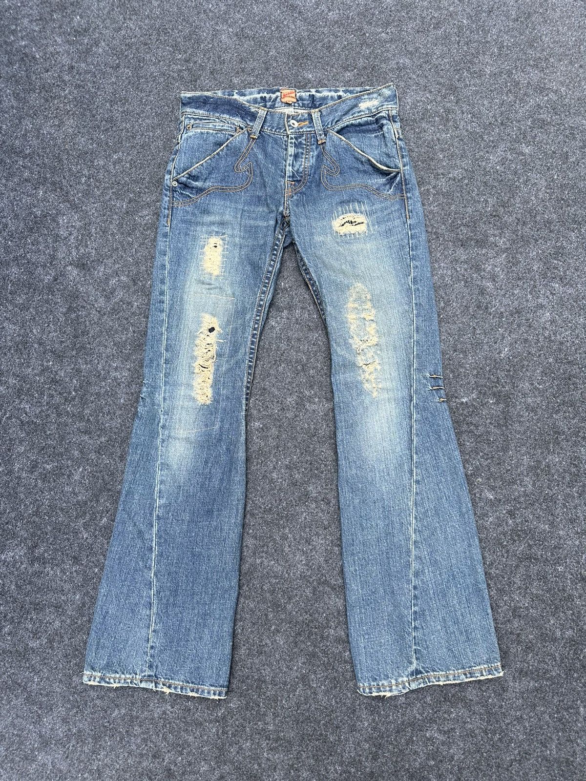 JACKROSE 90s Jackrose by Sanko.Co Flare Distressed Denim 31x33 D18 Size US 31 - 1 Thumbnail
