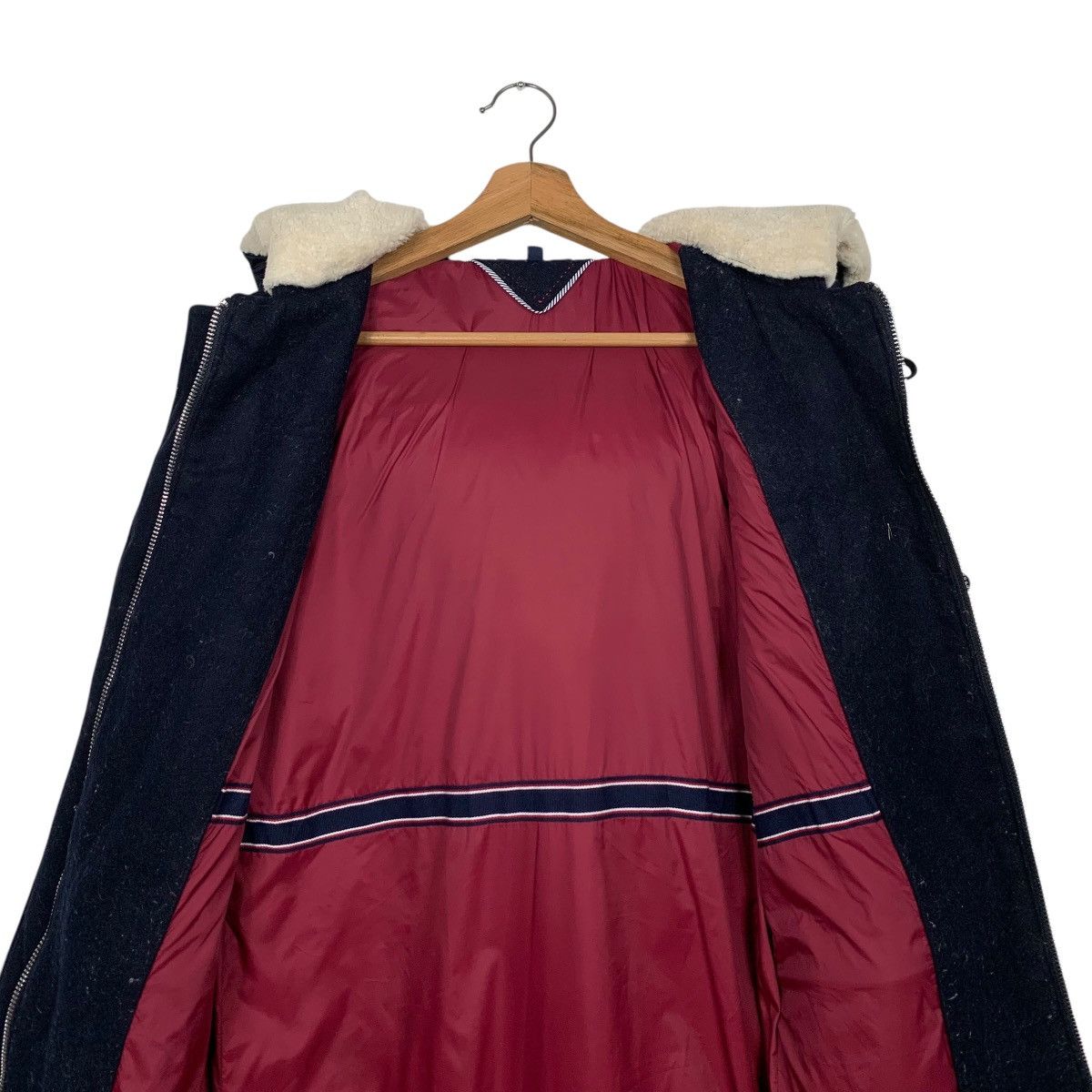 Tommy Hilfiger TOMMY HILFIGER Puffer Wool Hooded Hybrid Long Coat 2456-C110 Size US XS / EU 42 / 0 - 13 Thumbnail