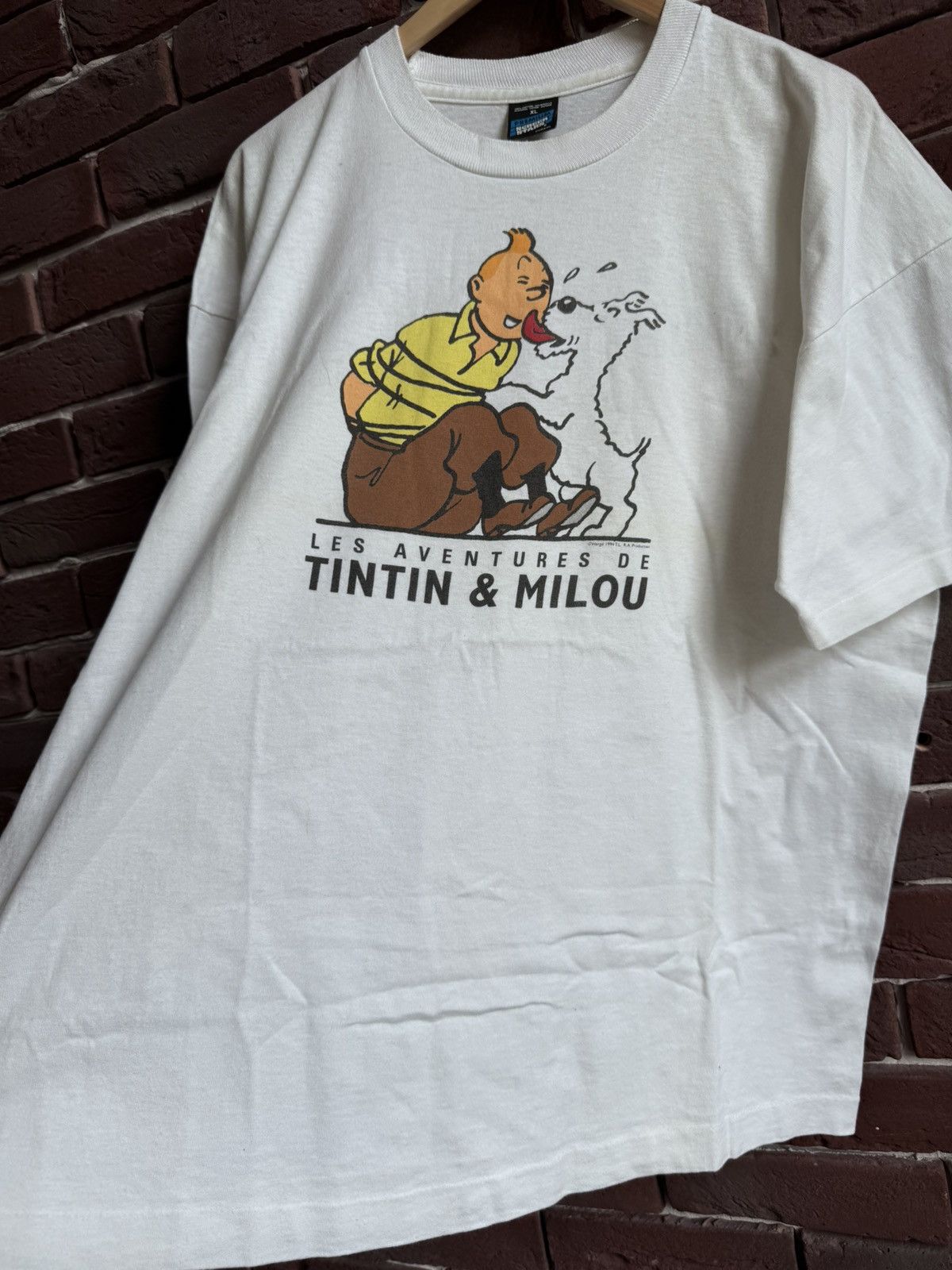 Vintage Vintage 1994 TINTIN & Milou Cartoon Movie Promo Shirt Size US XL / EU 56 / 4 - 7 Thumbnail
