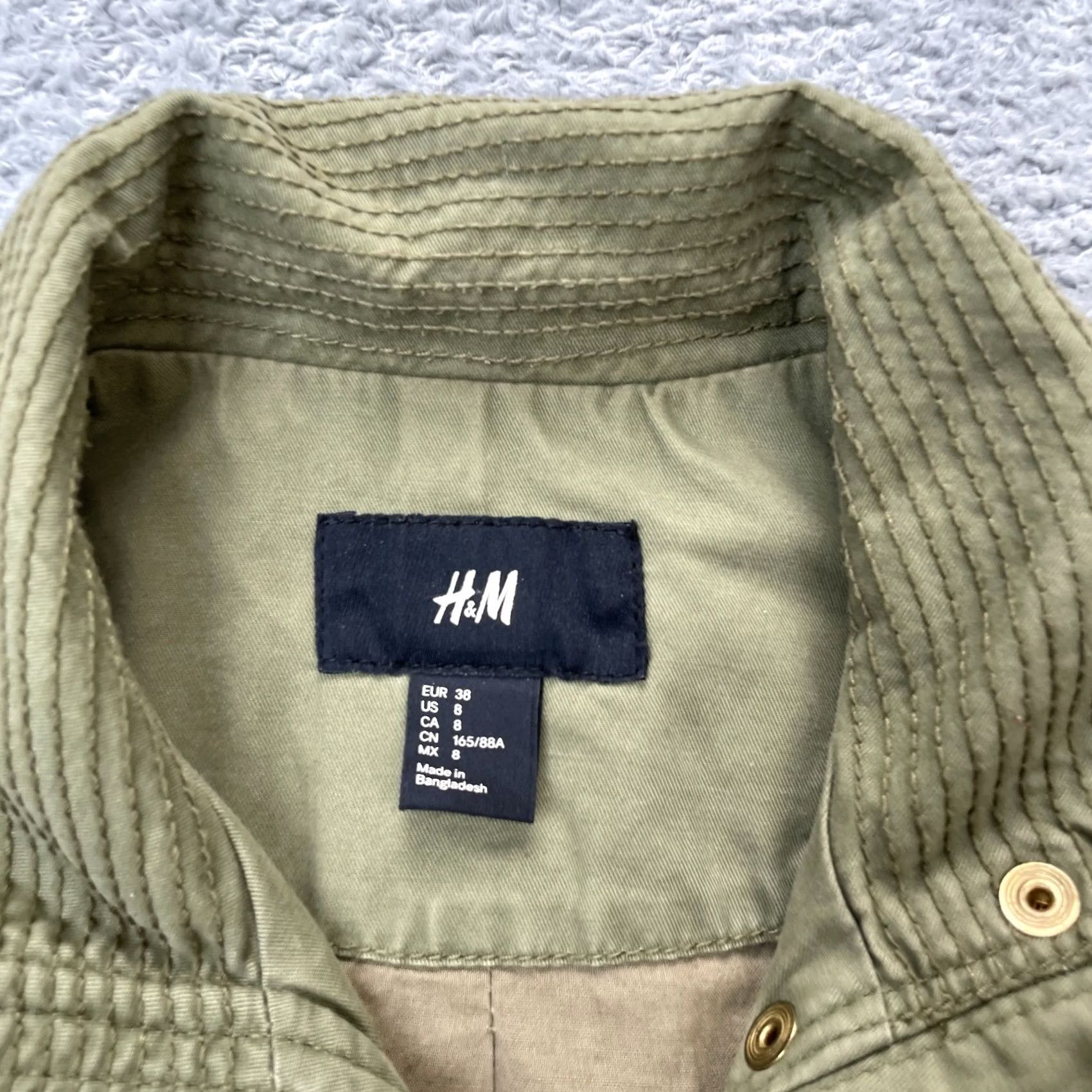 H&M H and M Jacket Womens Green Military Coat Utility Army Field Canvas Full Zip 8 Size M / US 6-8 / IT 42-44 - 4 Thumbnail