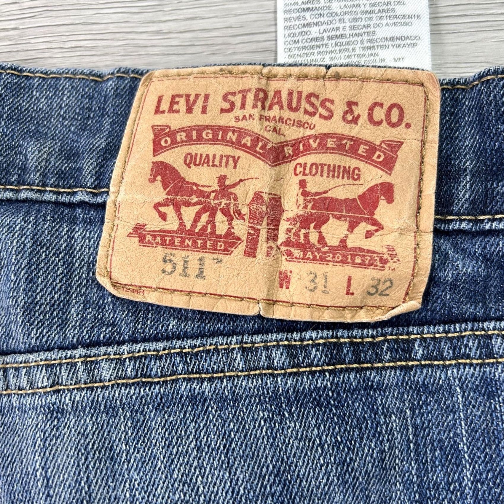 Levi's Levi's 511 Jeans Mens 31x32 Blue Medium Wash Slim Denim Stretch Straight Regular 5-Pocket Zip Size US 31 - 3 Thumbnail