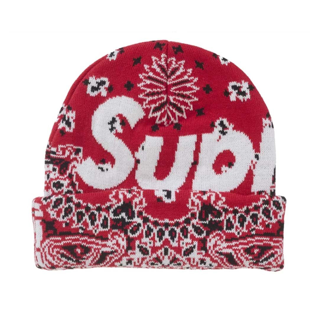 Supreme Bandana Big Logo Beanie Red Size ONE SIZE - 1 Thumbnail