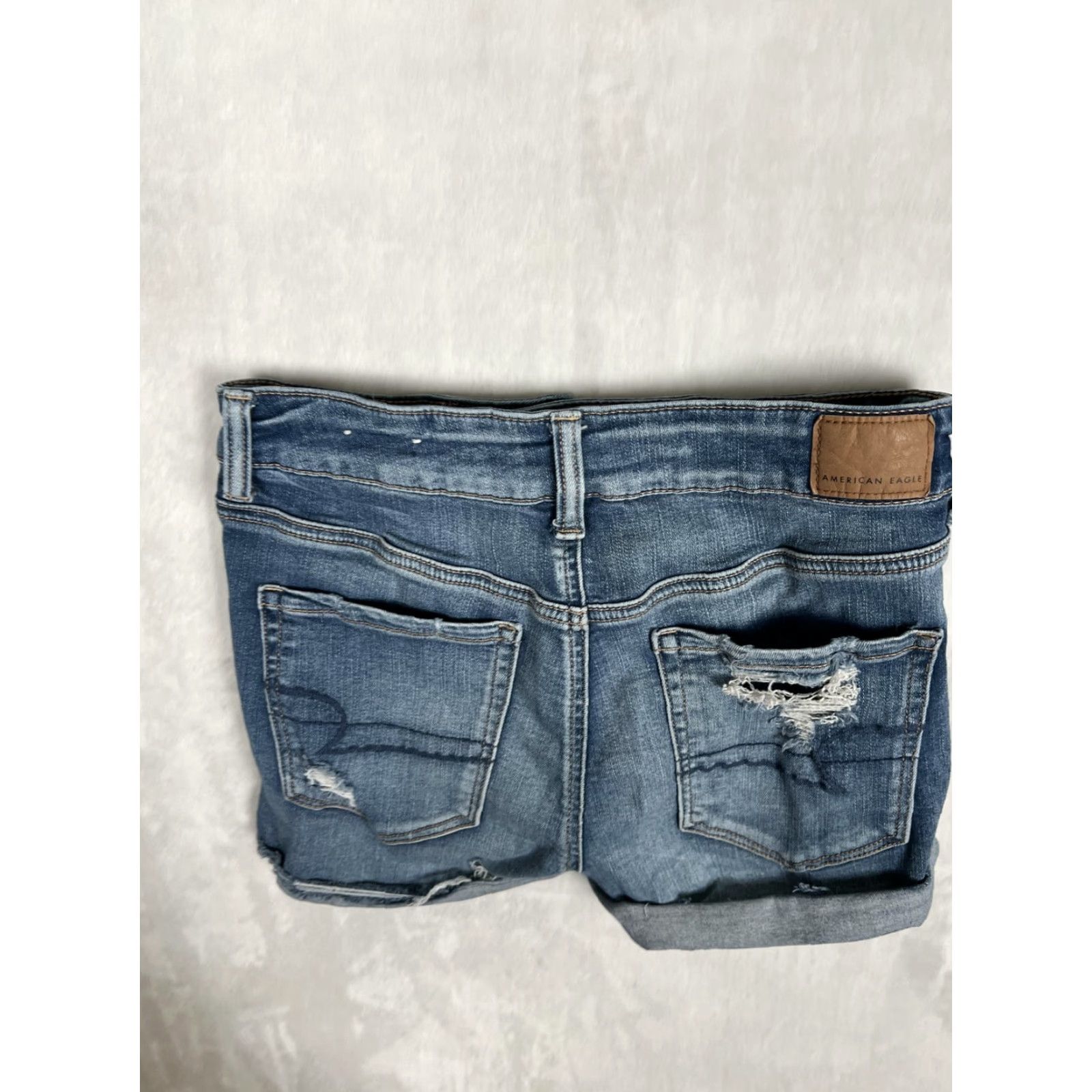 American Eagle Outfitters American Eagle Shorts Womens 8 Blue Hi-Rise Shortie Distressed Denim Cutoff Size 30" / US 8 / IT 44 - 7 Thumbnail