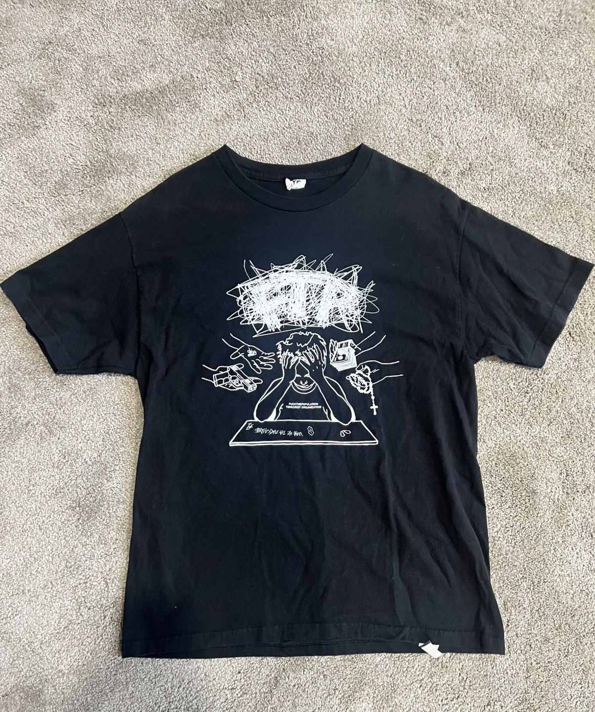 Fuck The Population FTP Scribble Tee Black Mens Size Large Size US L / EU 52-54 / 3 - 1 Thumbnail