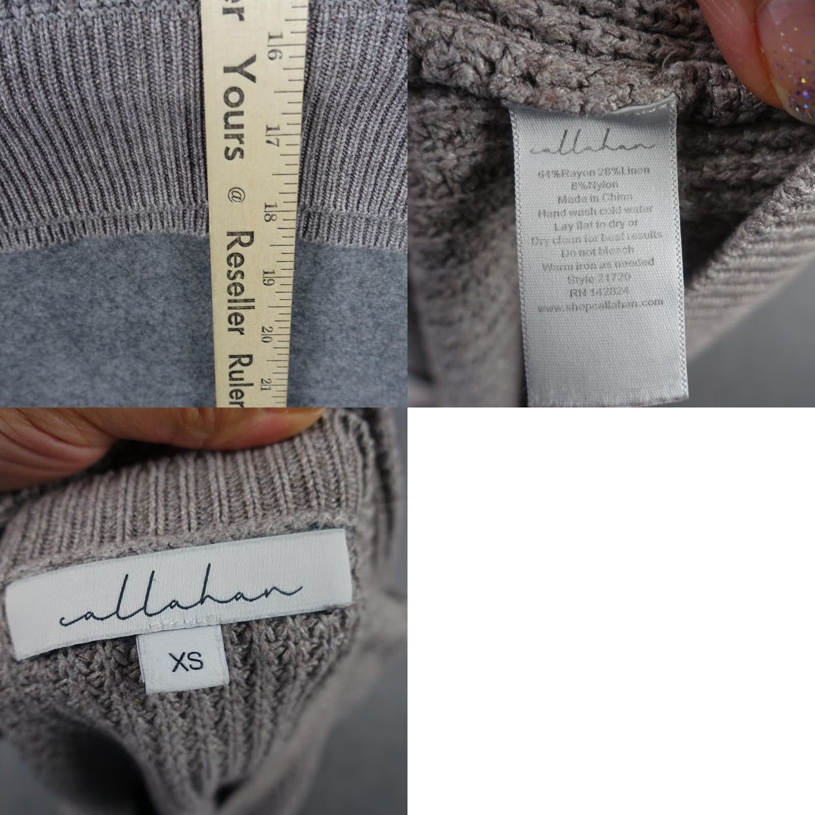 Vintage Callahan Sweater Womens XS Brown Wrap Front Surplice V Neck Waffle Knit Pullover Size XS / US 0-2 / IT 36-38 - 8 Thumbnail