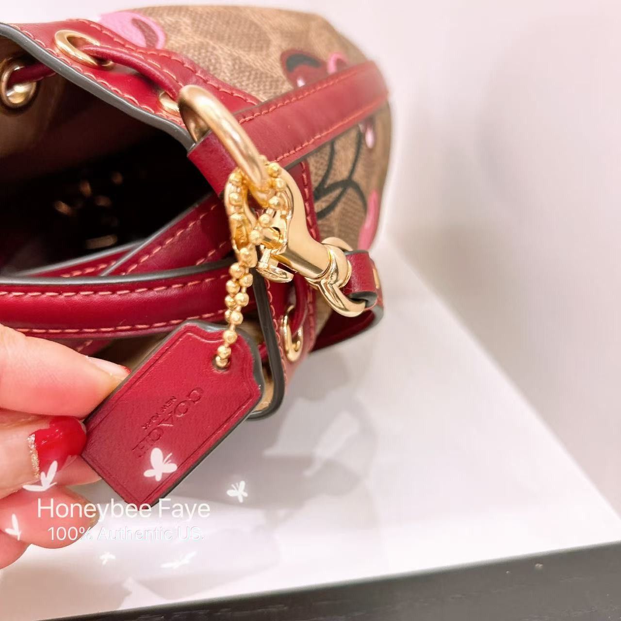 Coach 🍒 Mini Bucket Bag In Signature Canvas With Cherry CY738 Size ONE SIZE - 7 Thumbnail
